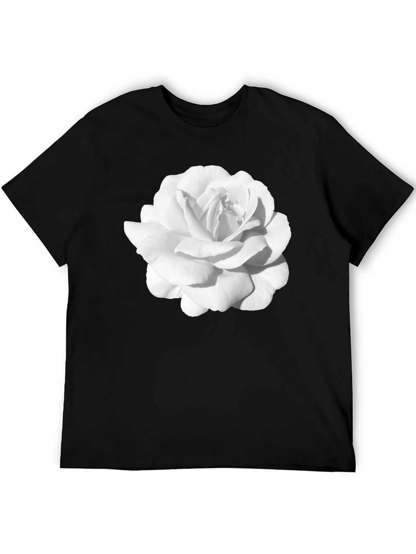 White Rose Graphic Black T-Shirt