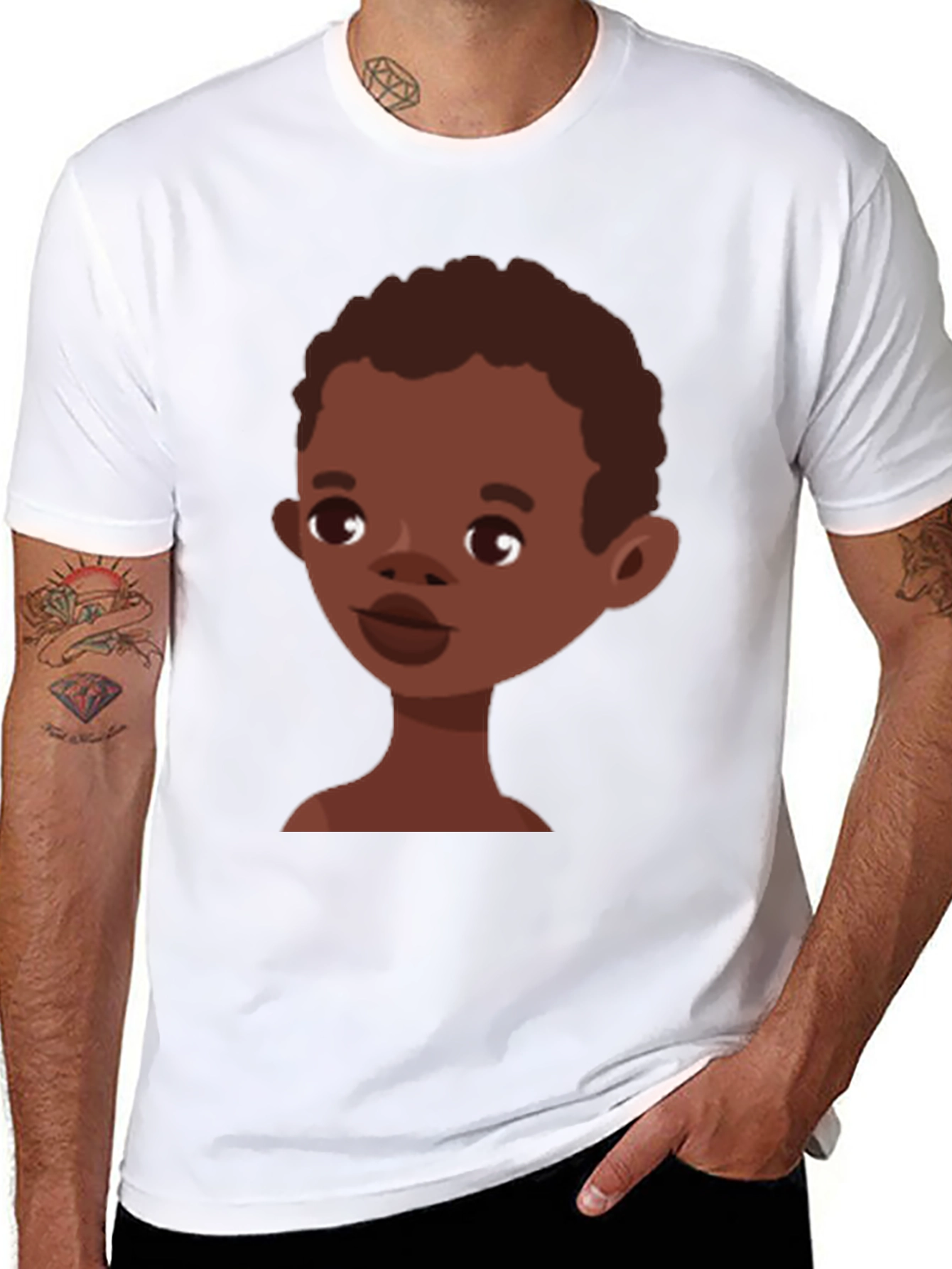 Cartoon Boy Graphic Tee - Stylish Black T-Shirt