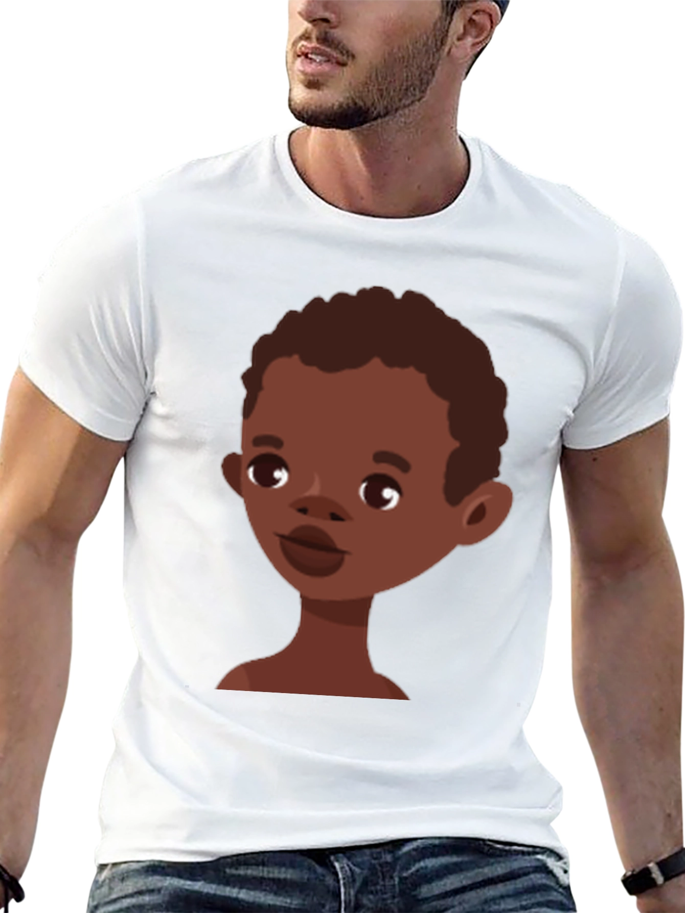 Cartoon Boy Graphic Tee - Stylish Black T-Shirt