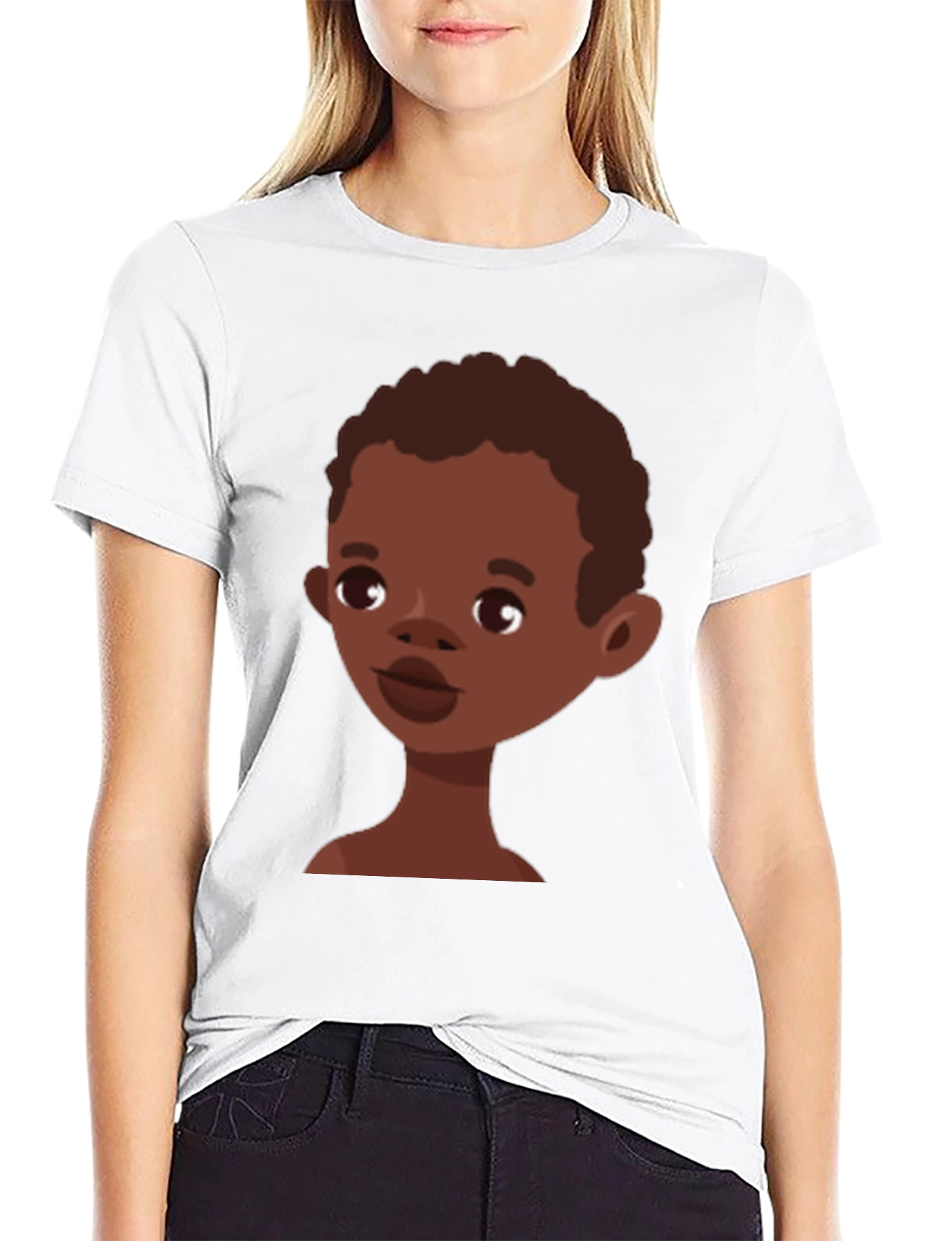 Cartoon Boy Graphic Tee - Stylish Black T-Shirt