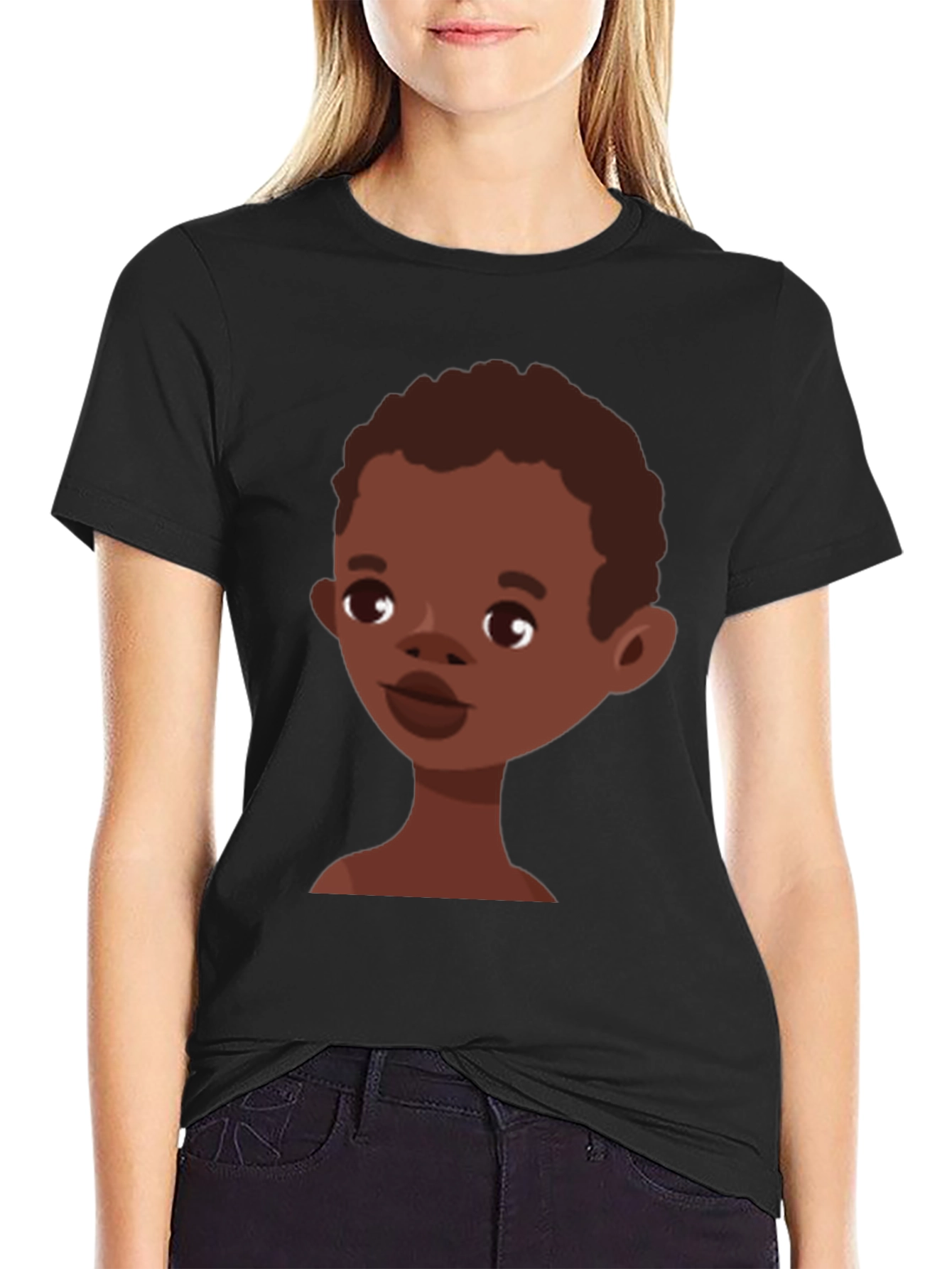 Cartoon Boy Graphic Tee - Stylish Black T-Shirt