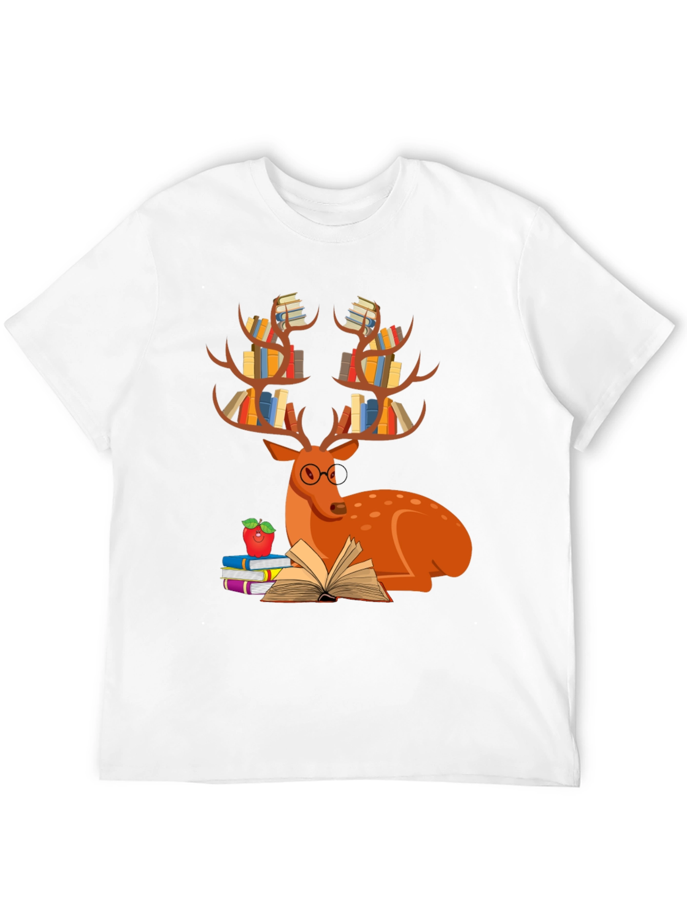 Book Deer T-Shirt Reader Tee Animal Lover