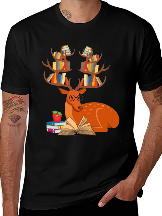 Book Deer T-Shirt Reader Tee Animal Lover