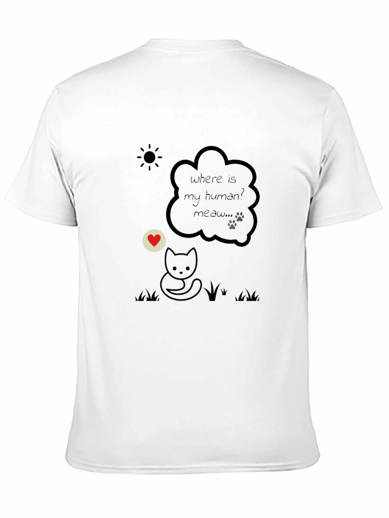 Whimsical Cat Graphic T-Shirt - Wheres My Human?