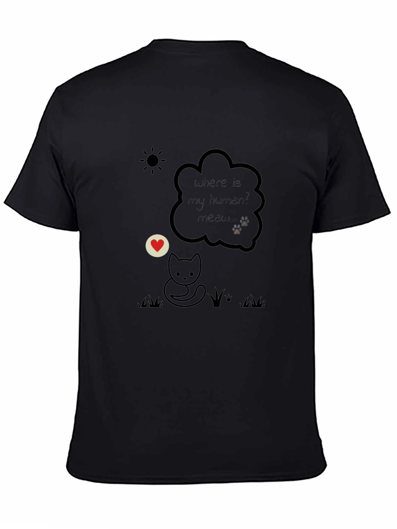 Whimsical Cat Graphic T-Shirt - Wheres My Human?
