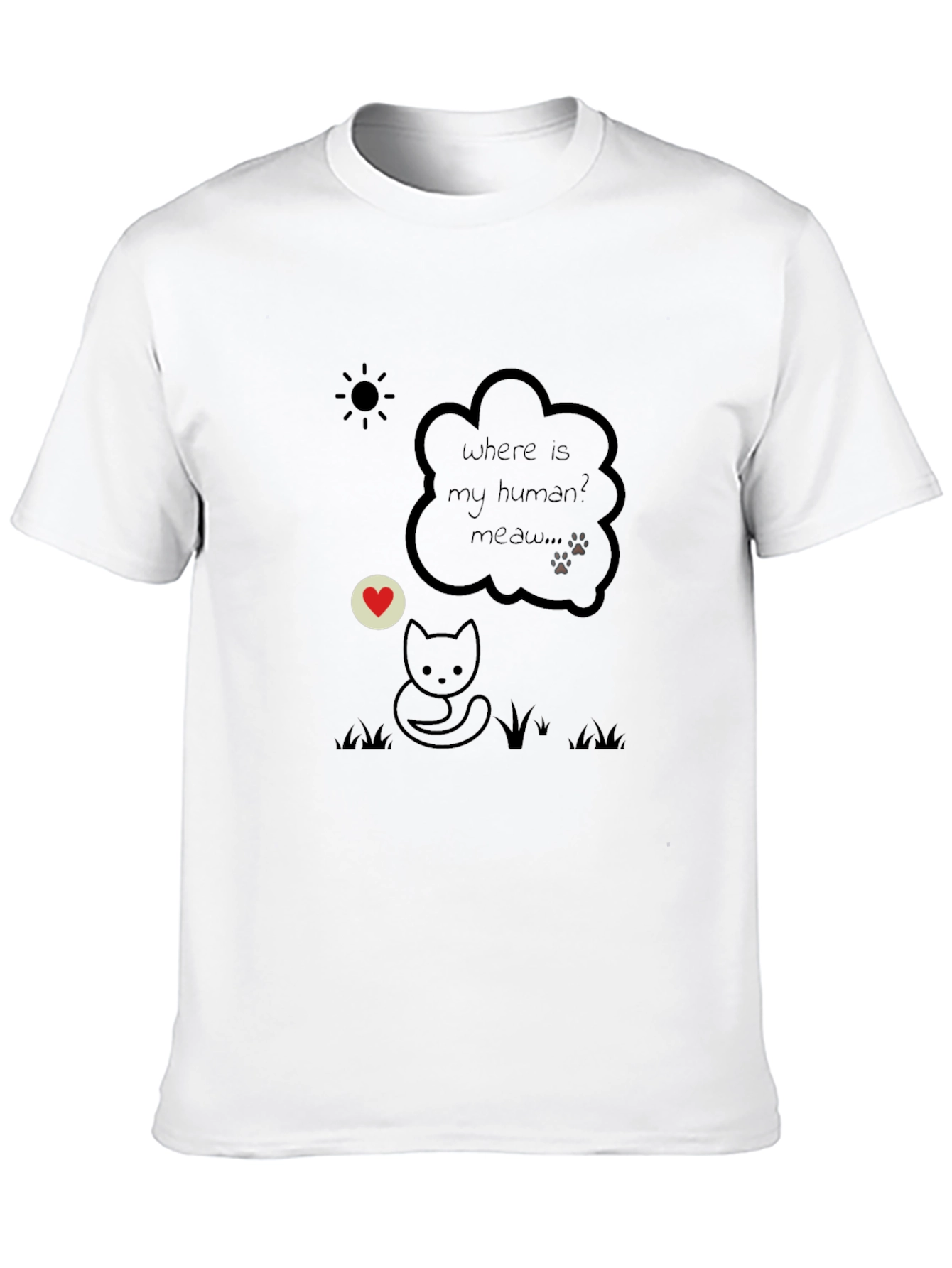 Whimsical Cat Graphic T-Shirt - Wheres My Human?
