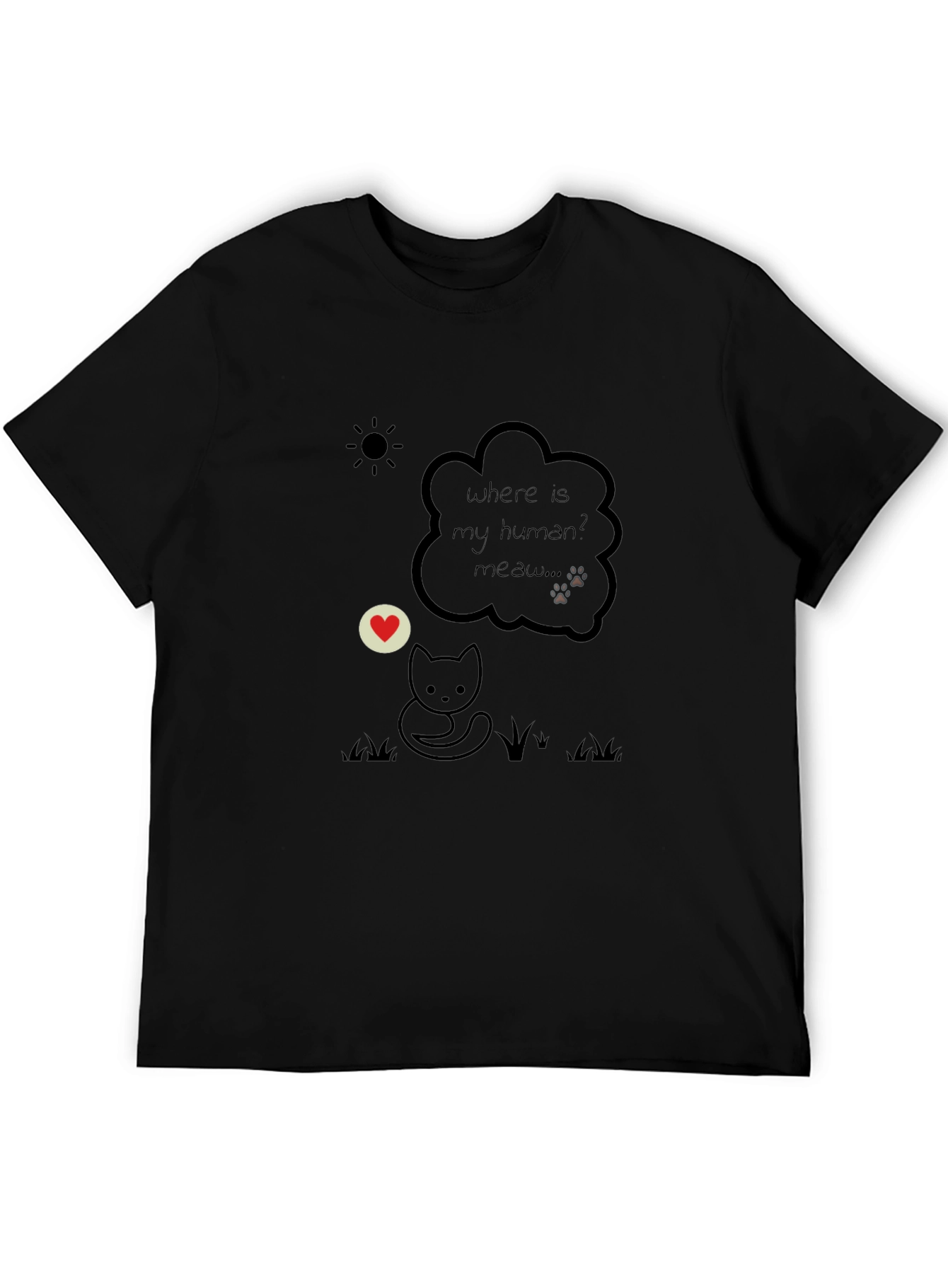 Whimsical Cat Graphic T-Shirt - Wheres My Human?