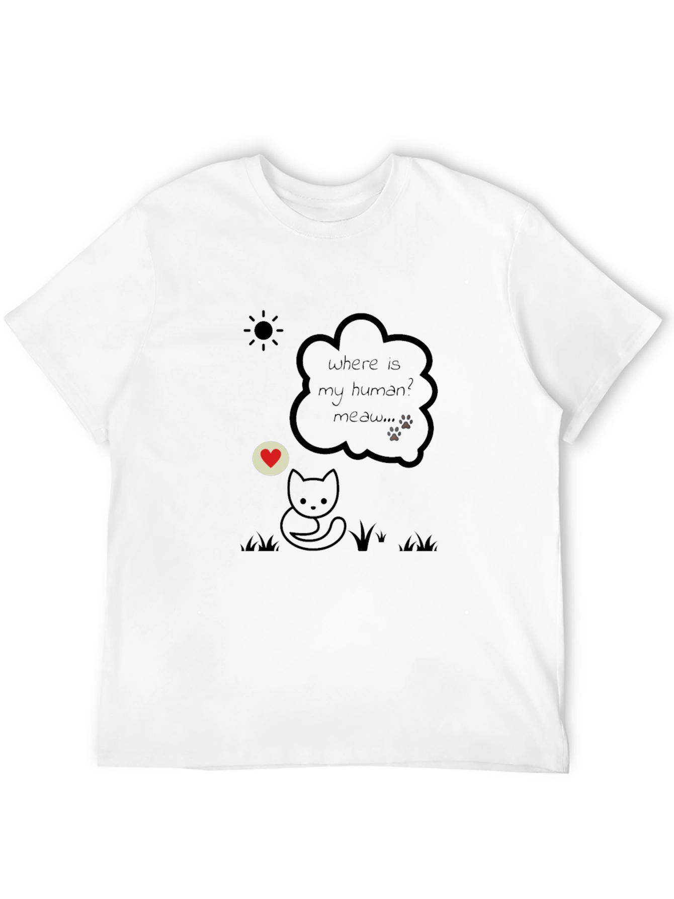 Whimsical Cat Graphic T-Shirt - Wheres My Human?