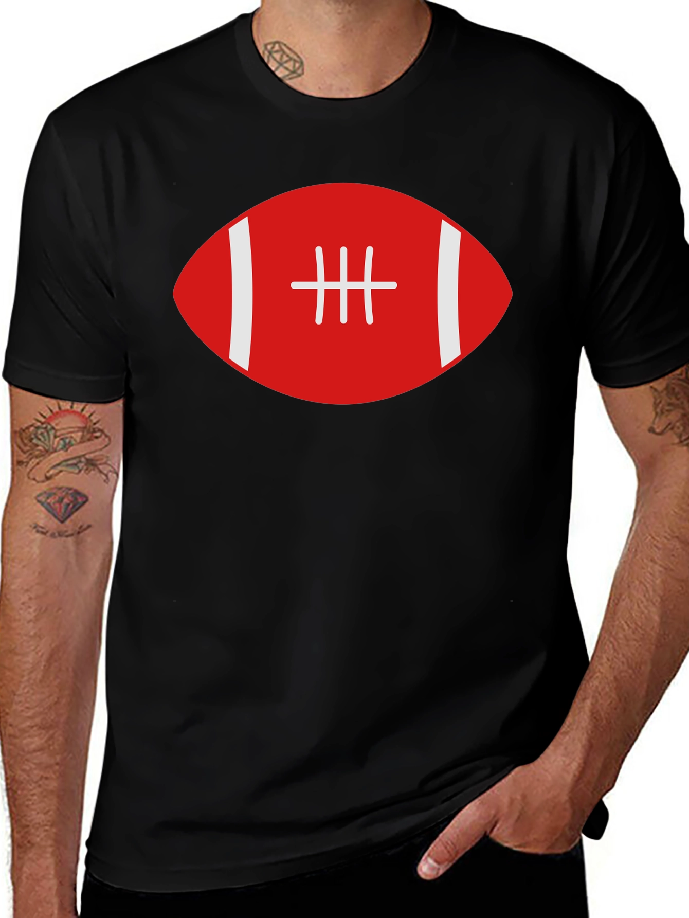 Football Graphic Tee - Black Cotton T-Shirt