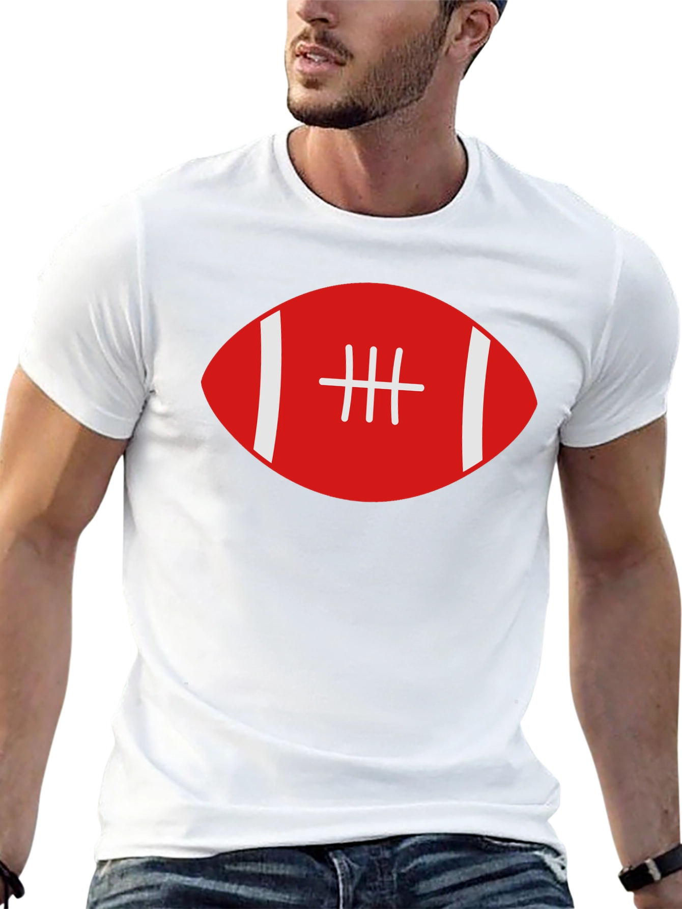 Football Graphic Tee - Black Cotton T-Shirt