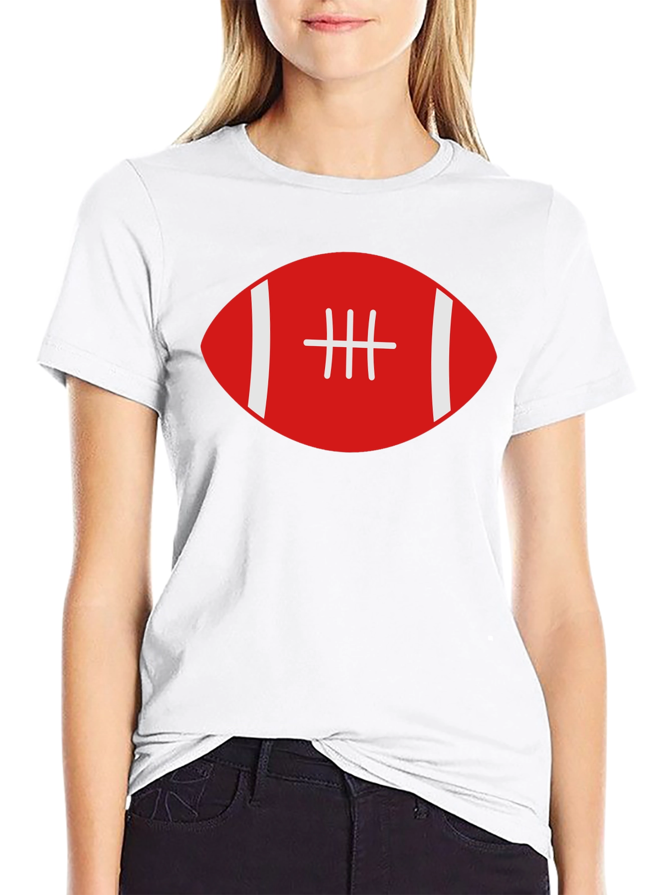 Football Graphic Tee - Black Cotton T-Shirt