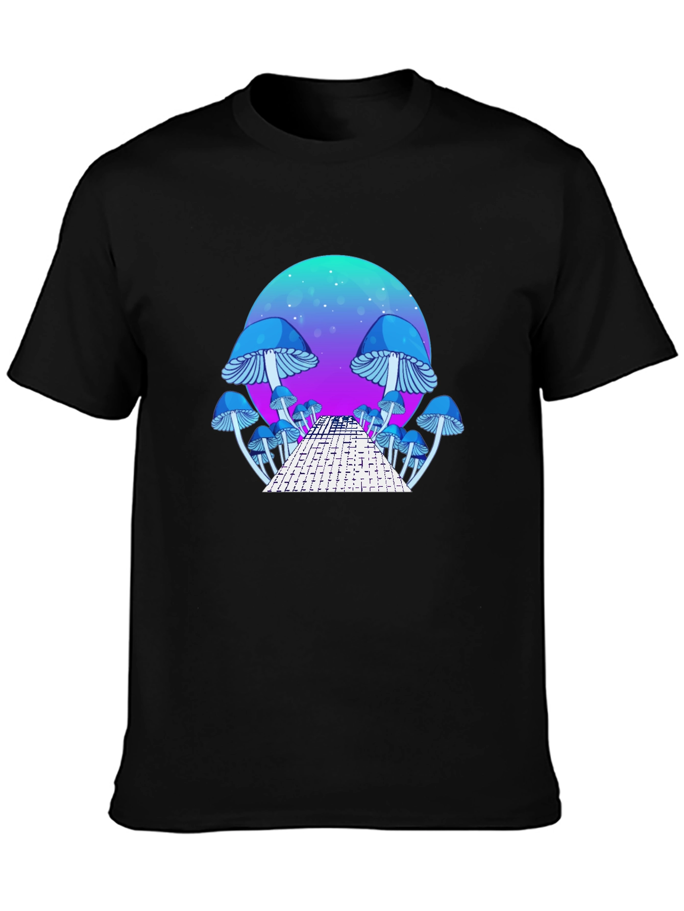 Mushroom Dreamscape Graphic Tee - Black