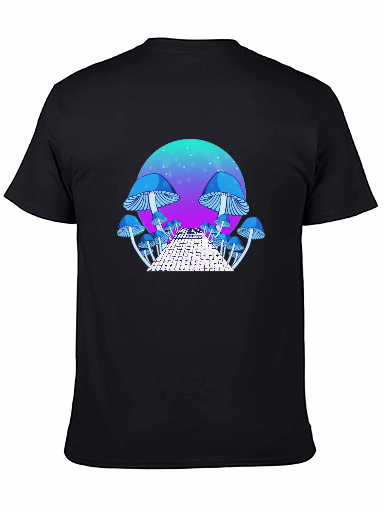 Mushroom Dreamscape Graphic Tee - Black