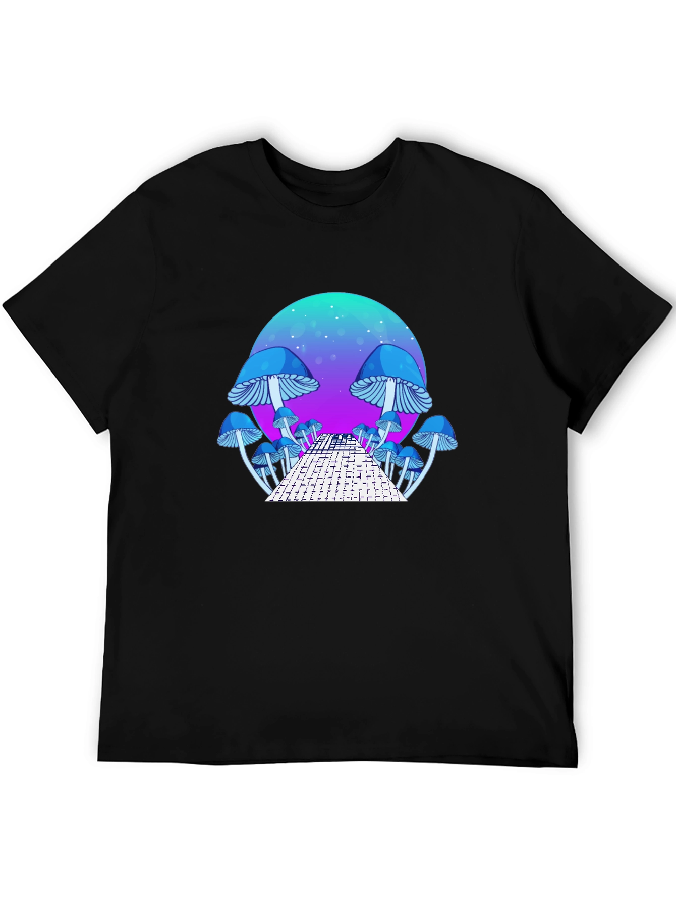 Mushroom Dreamscape Graphic Tee - Black