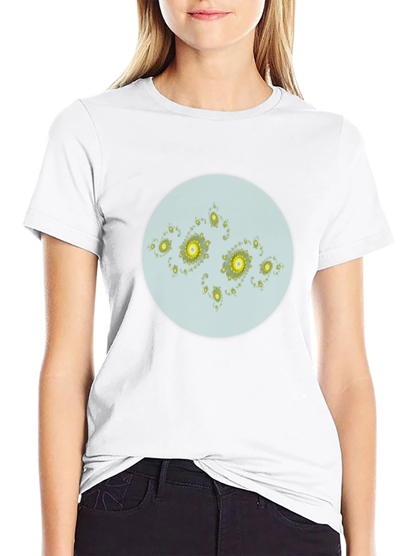 Abstract Fractal Design Black T-Shirt