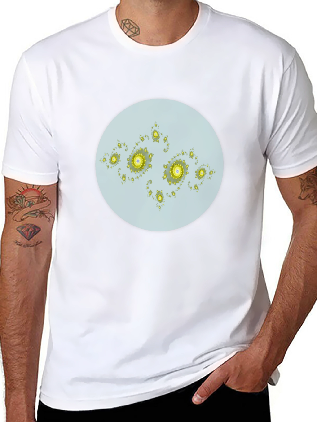 Abstract Fractal Design Black T-Shirt