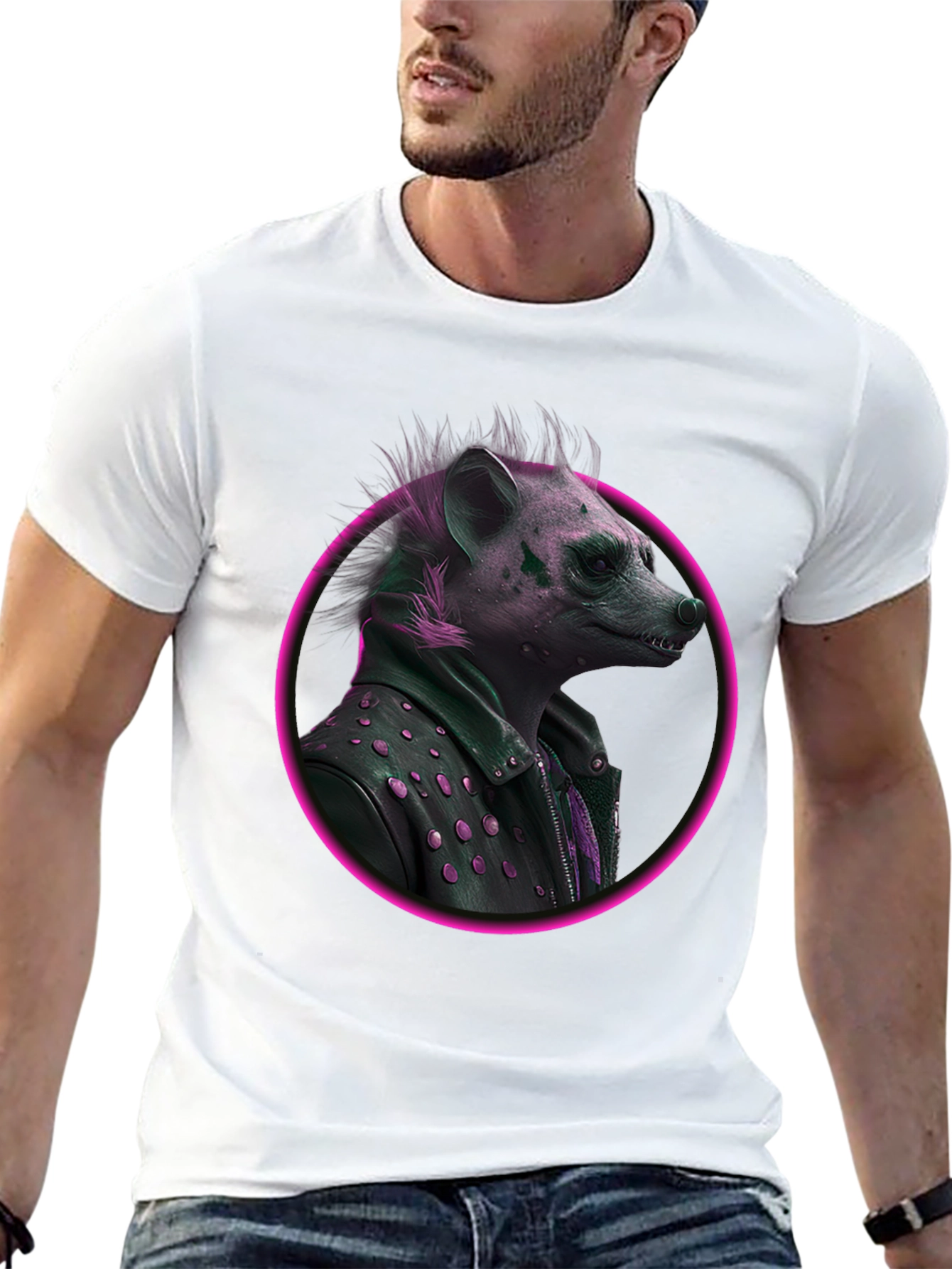 Hyena Biker T-Shirt - Unique Graphic Tee
