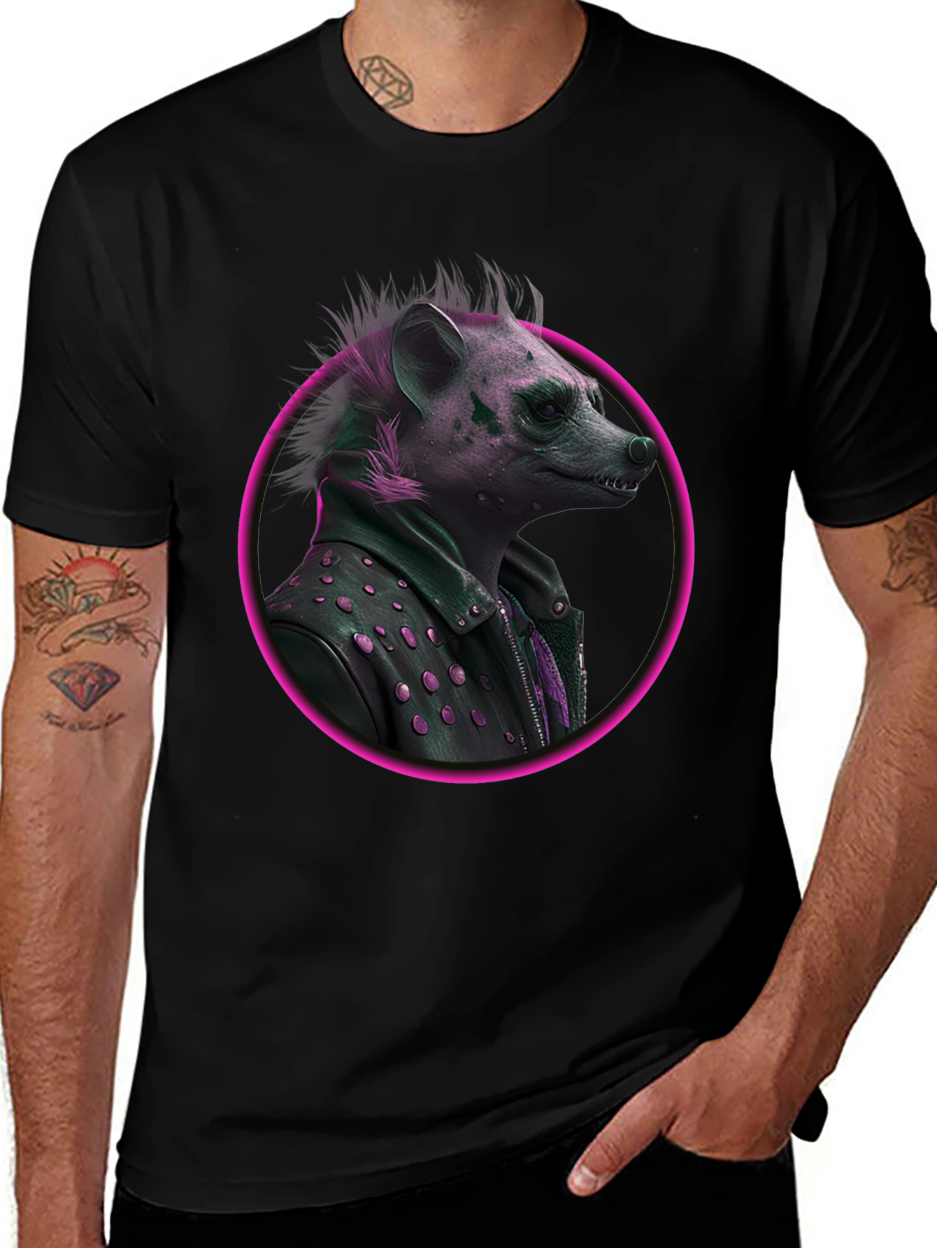 Hyena Biker T-Shirt - Unique Graphic Tee