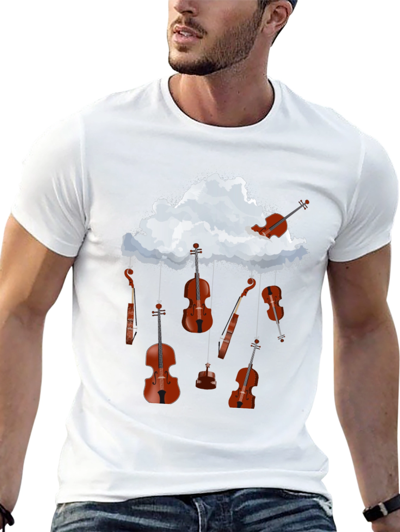 Musical Cloud T-Shirt: Violins Rain Design