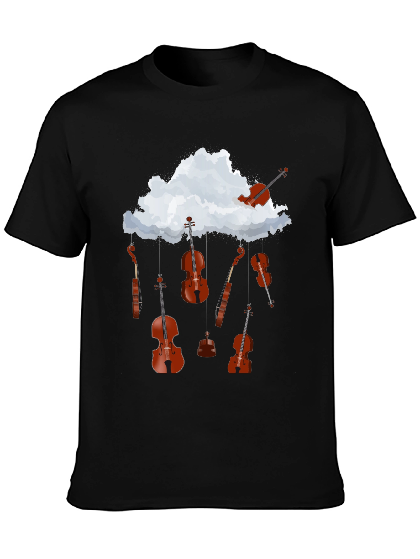 Musical Cloud T-Shirt: Violins Rain Design
