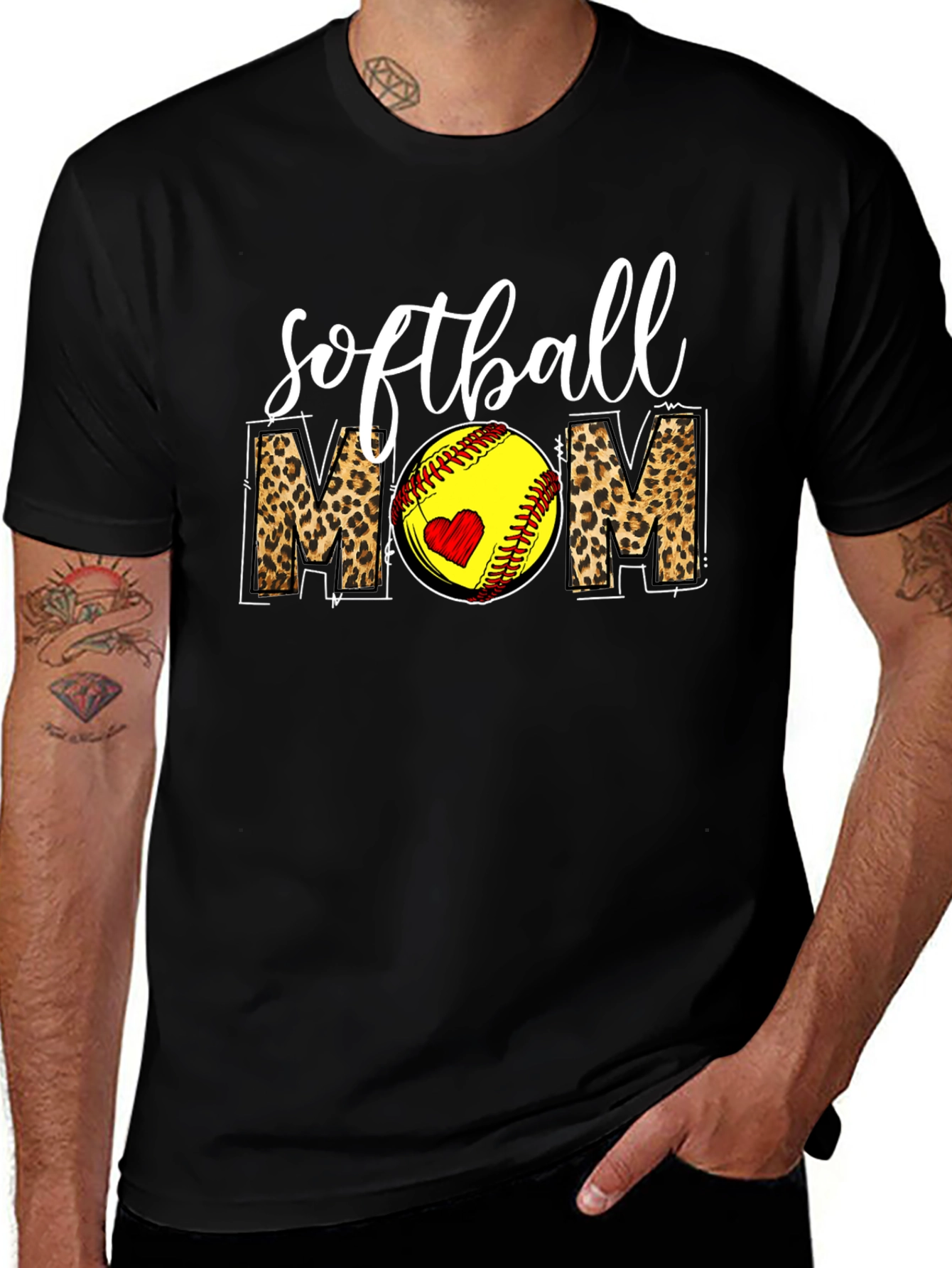 Softball Mom Leopard Print Graphic T-Shirt