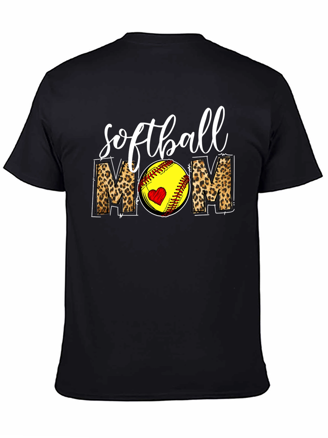 Softball Mom Leopard Print Graphic T-Shirt