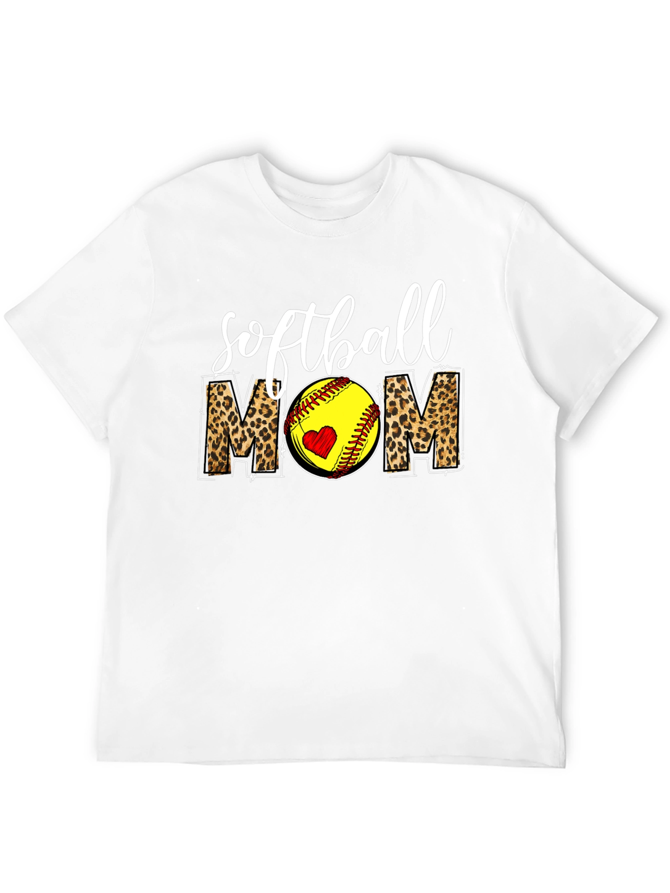 Softball Mom Leopard Print Graphic T-Shirt