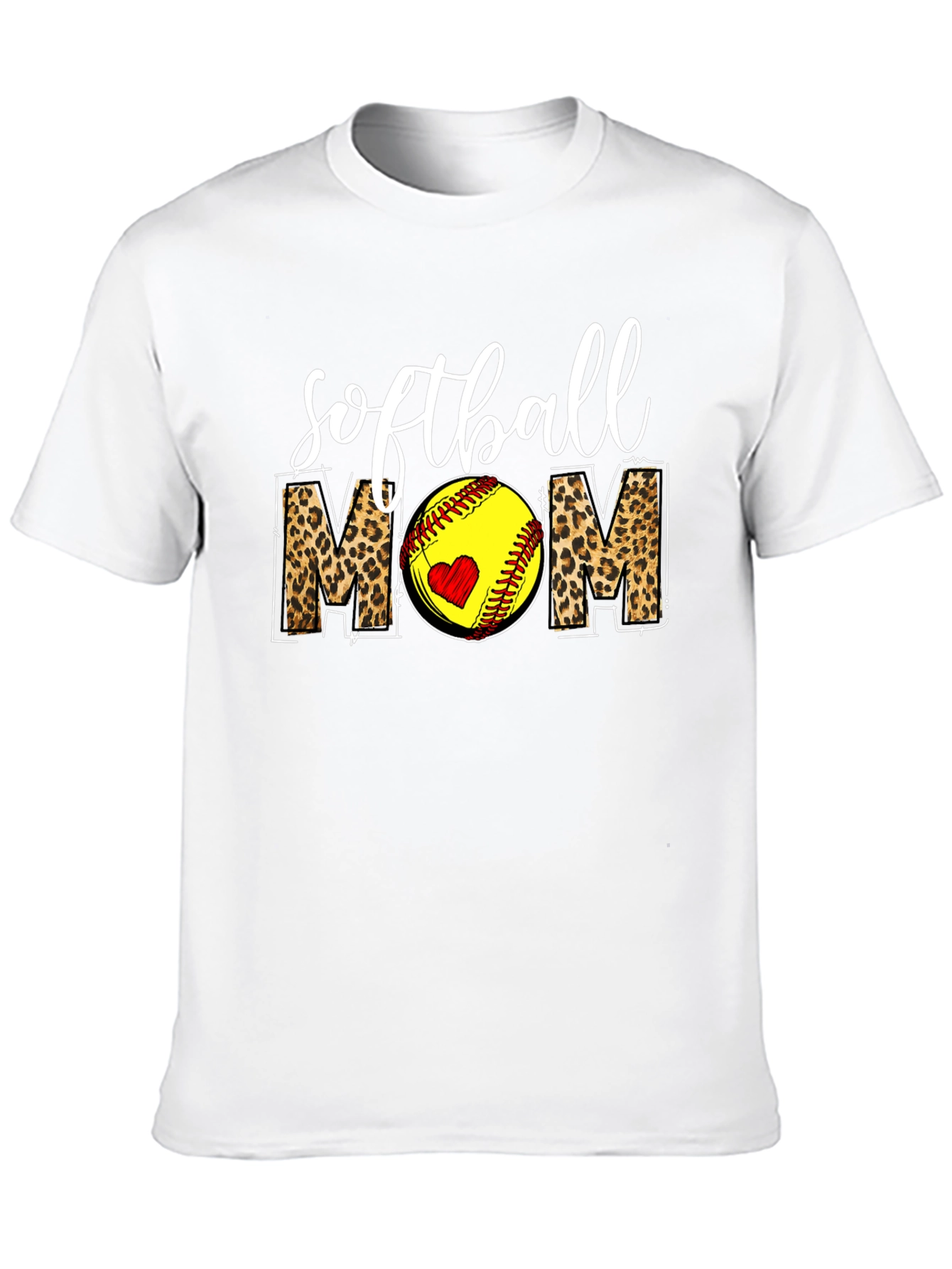 Softball Mom Leopard Print Graphic T-Shirt