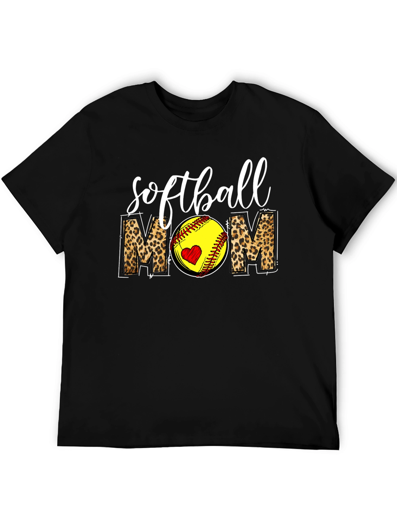 Softball Mom Leopard Print Graphic T-Shirt