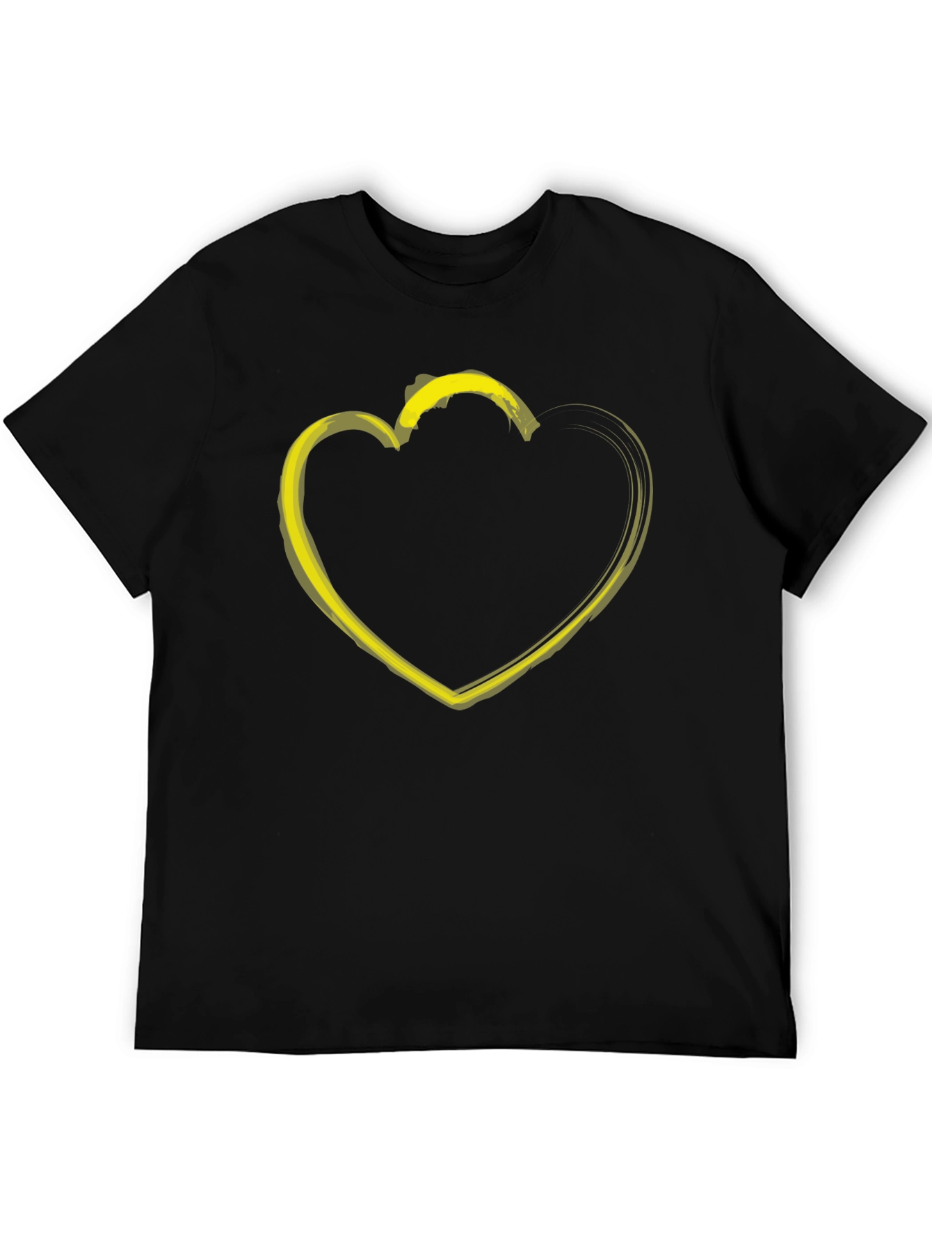 Black T-Shirt with Yellow Heart Graphic