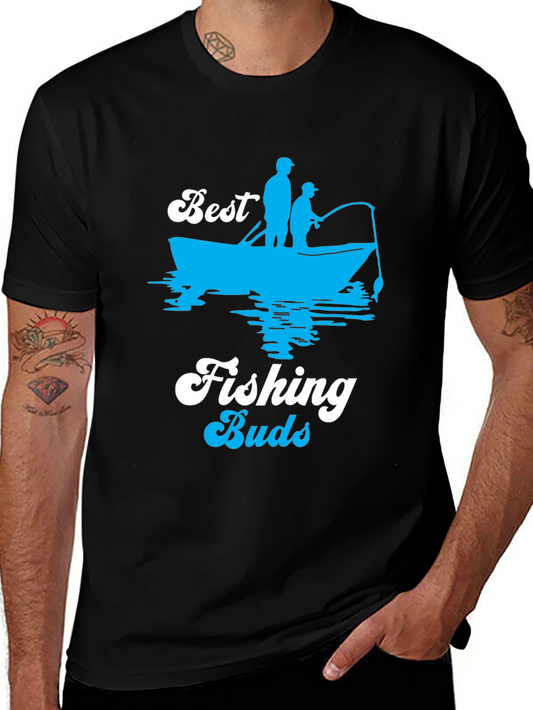 Best Fishing Buds Black Graphic T-Shirt