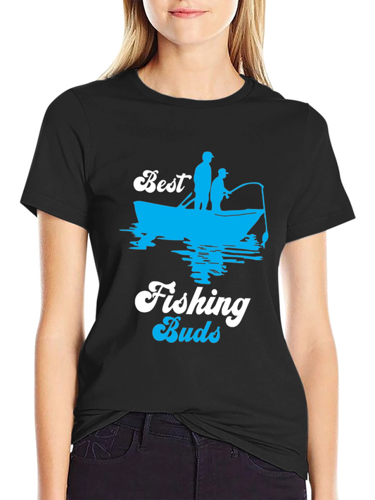 Best Fishing Buds Black Graphic T-Shirt