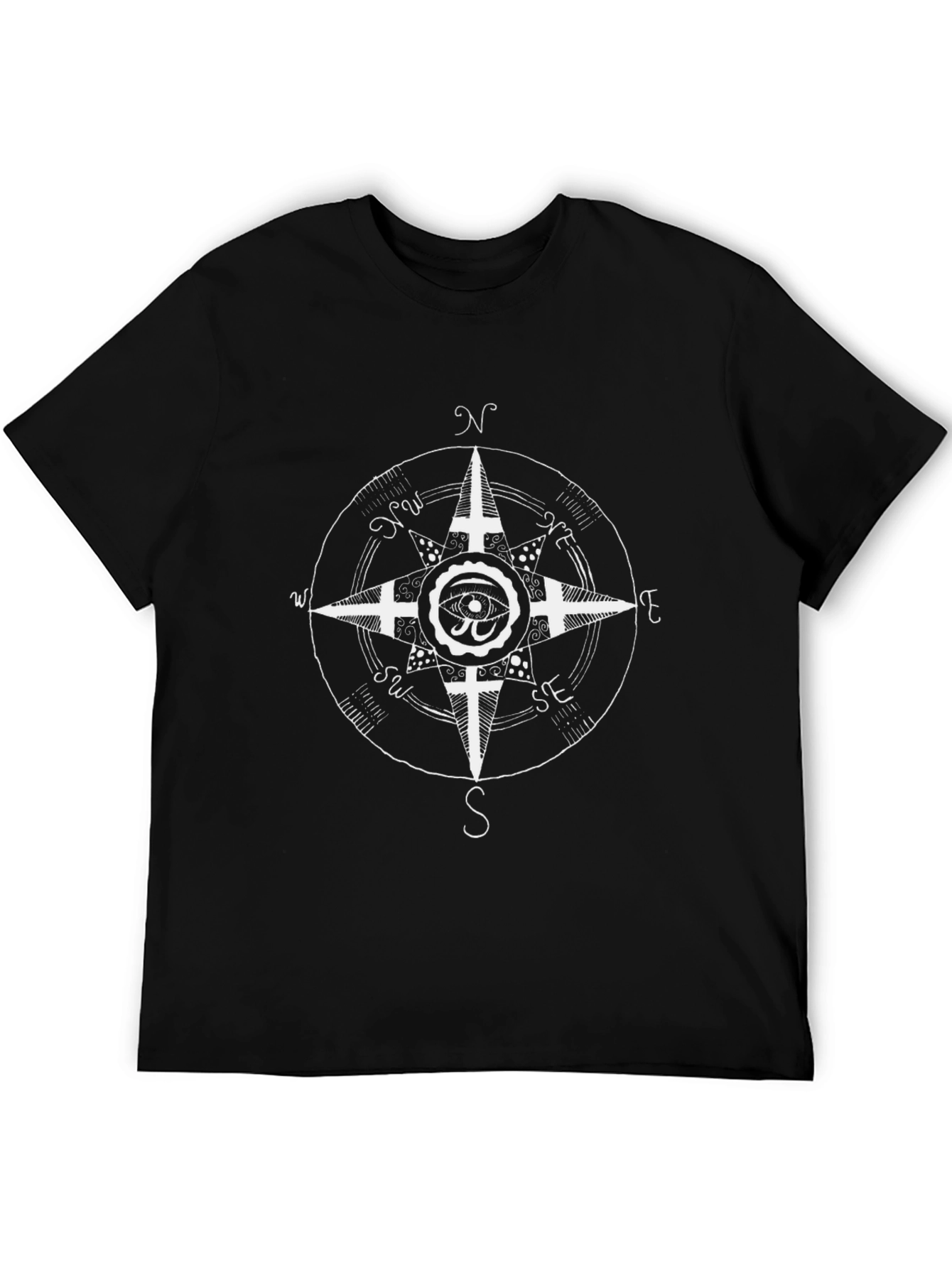 Compass Rose Graphic Tee - Black Cotton