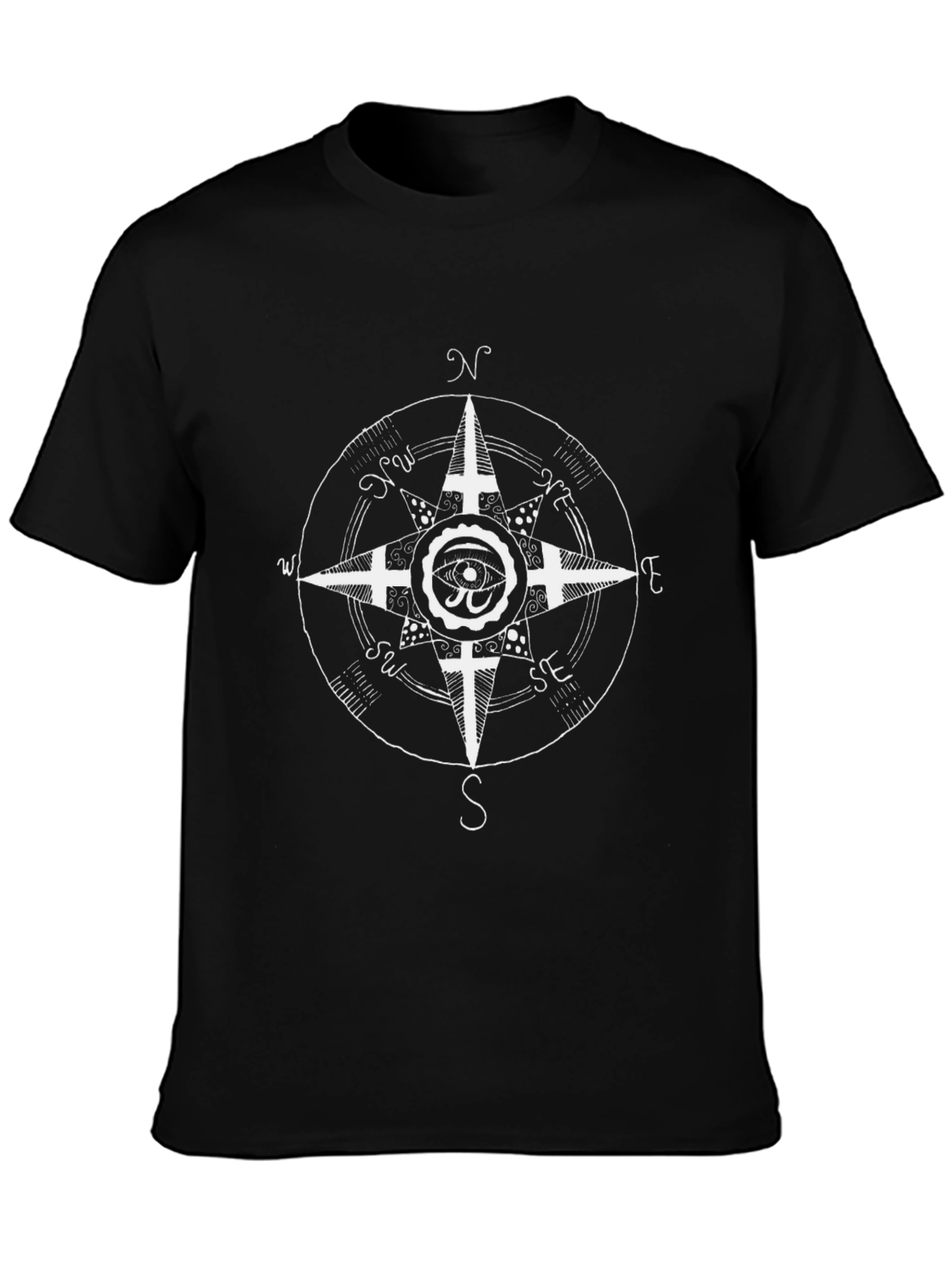 Compass Rose Graphic Tee - Black Cotton