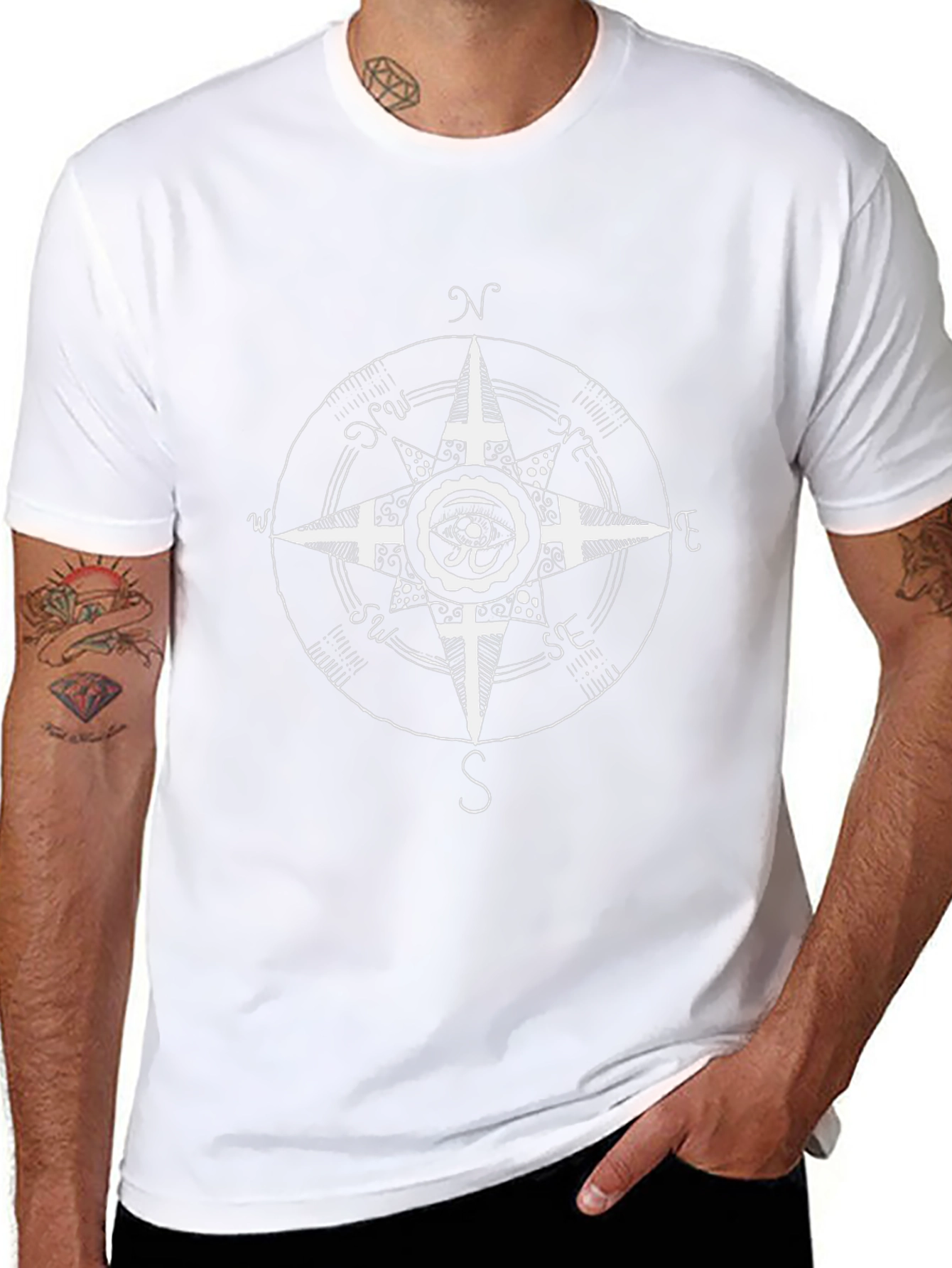 Compass Rose Graphic Tee - Black Cotton