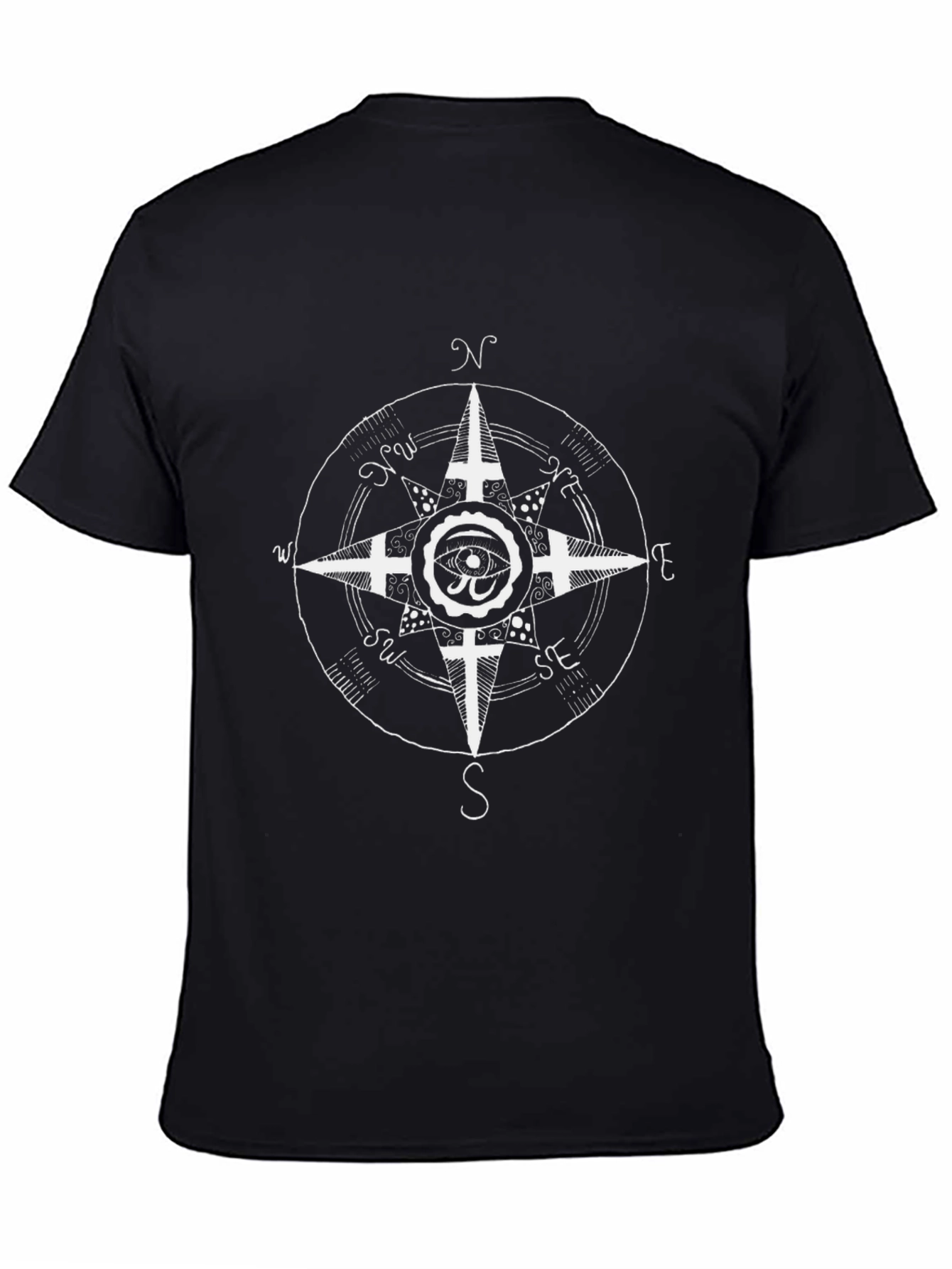 Compass Rose Graphic Tee - Black Cotton