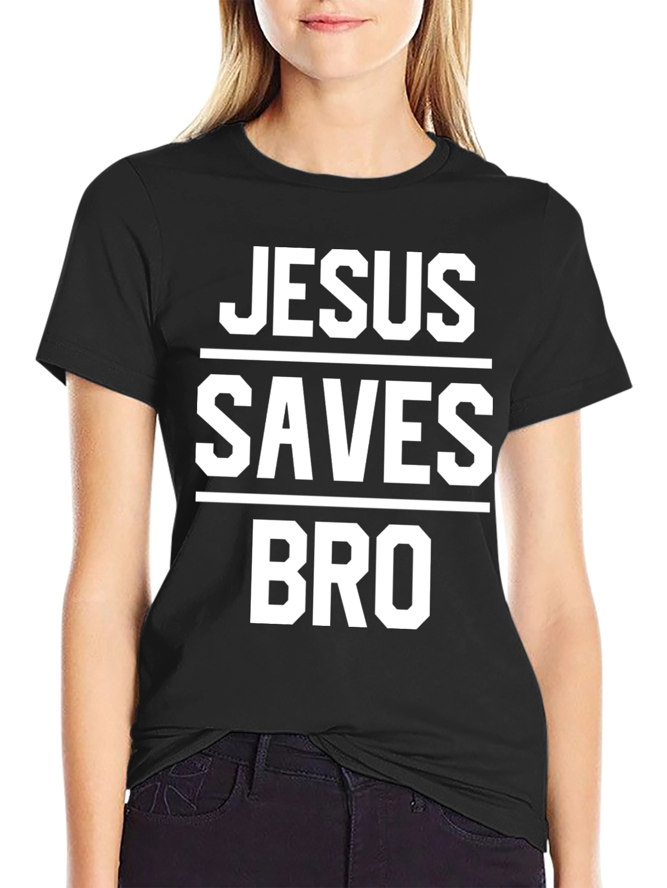 Jesus Saves Bro Black T-Shirt