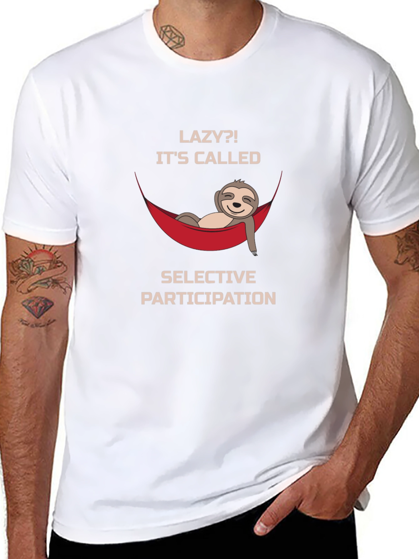 Lazy Sloth Graphic T-Shirt - Selective Participation Funny Tee