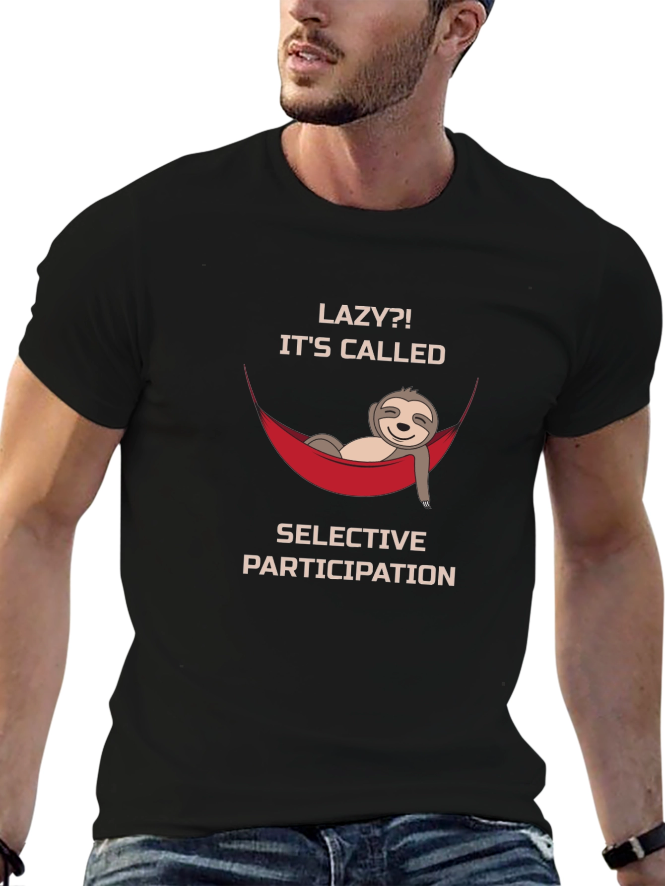Lazy Sloth Graphic T-Shirt - Selective Participation Funny Tee