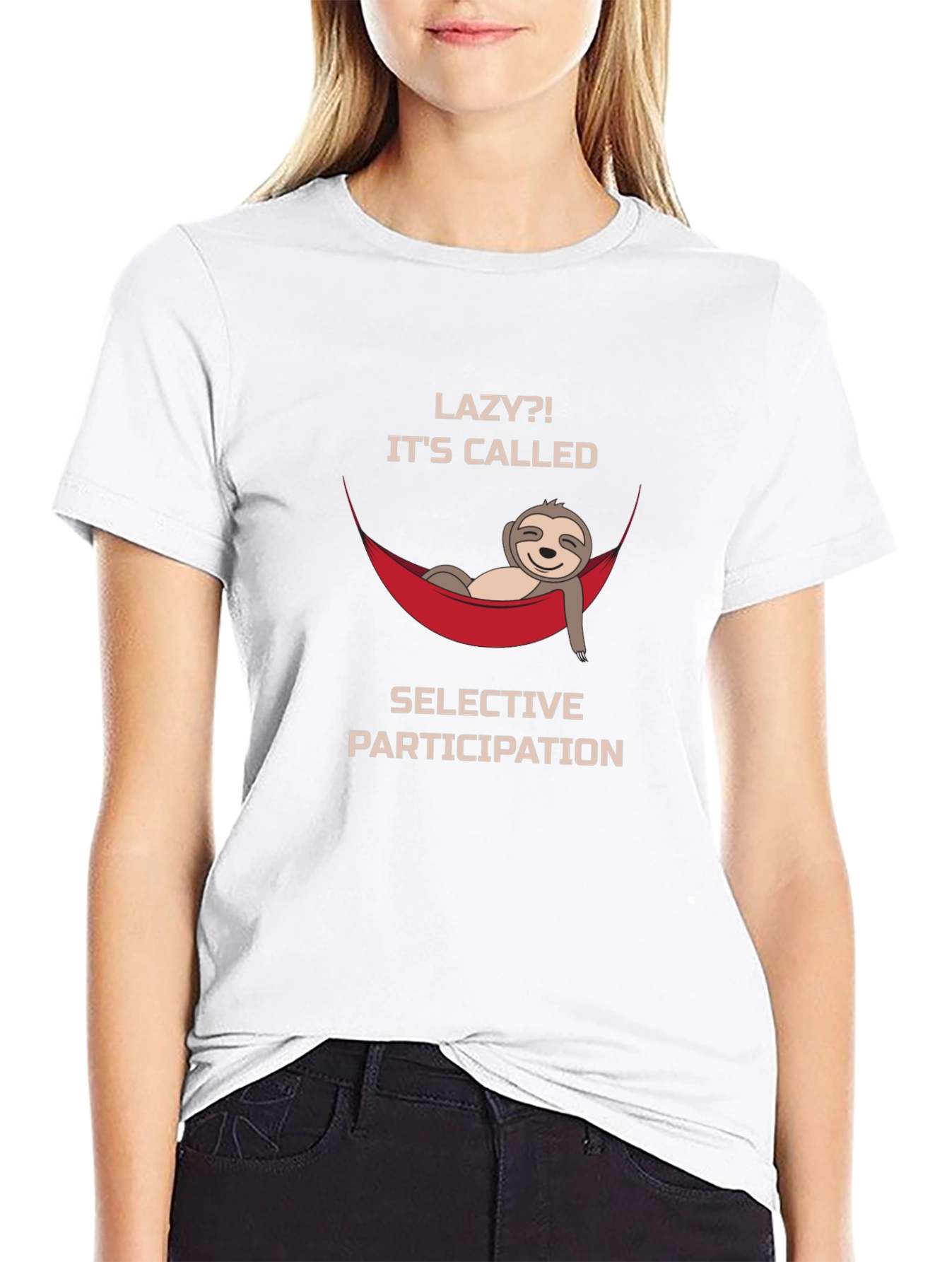 Lazy Sloth Graphic T-Shirt - Selective Participation Funny Tee