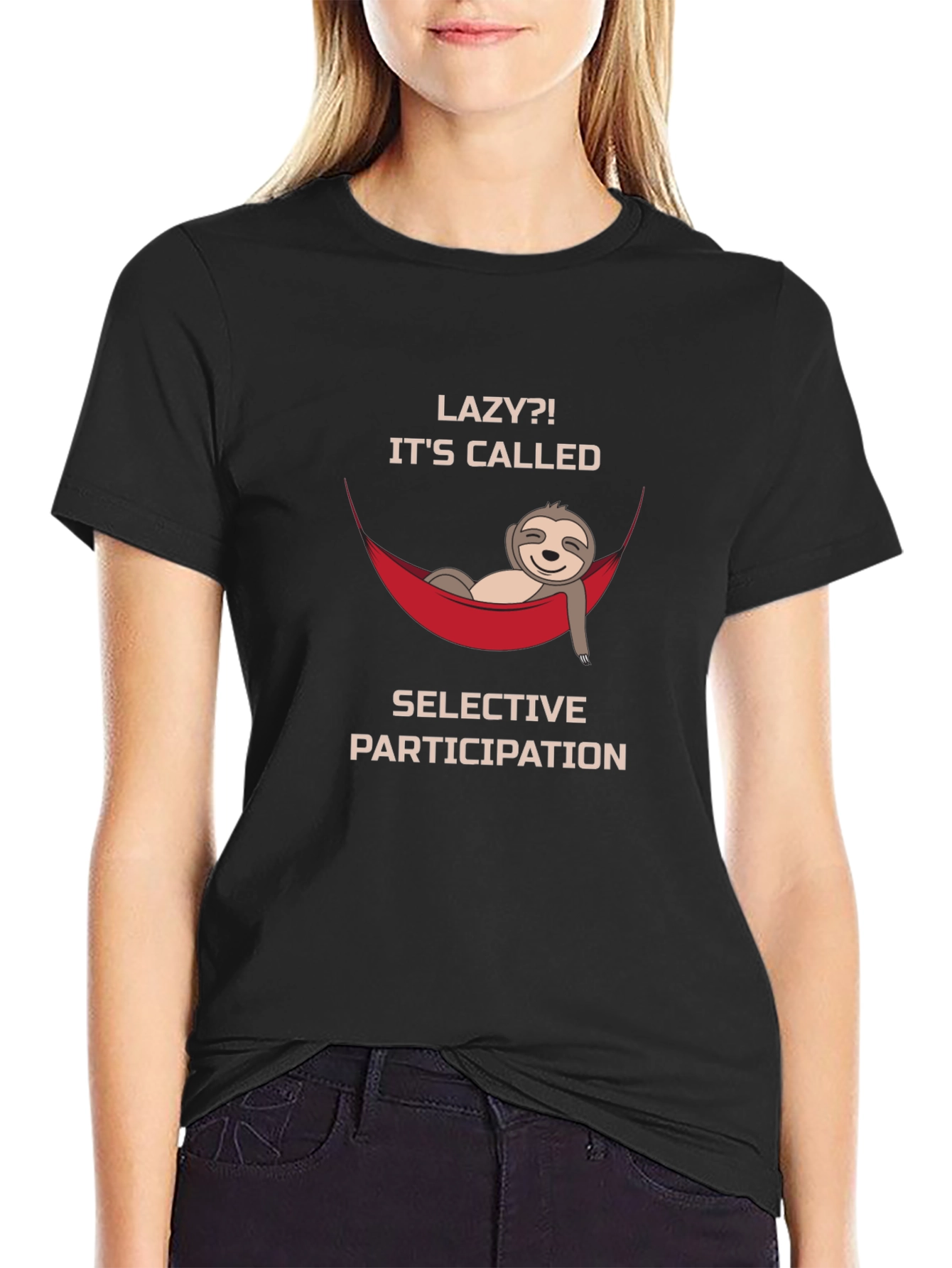 Lazy Sloth Graphic T-Shirt - Selective Participation Funny Tee