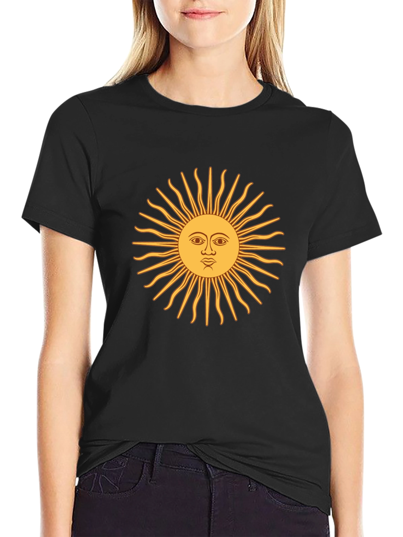 Argentina Sun T-Shirt - Black Cotton Tee