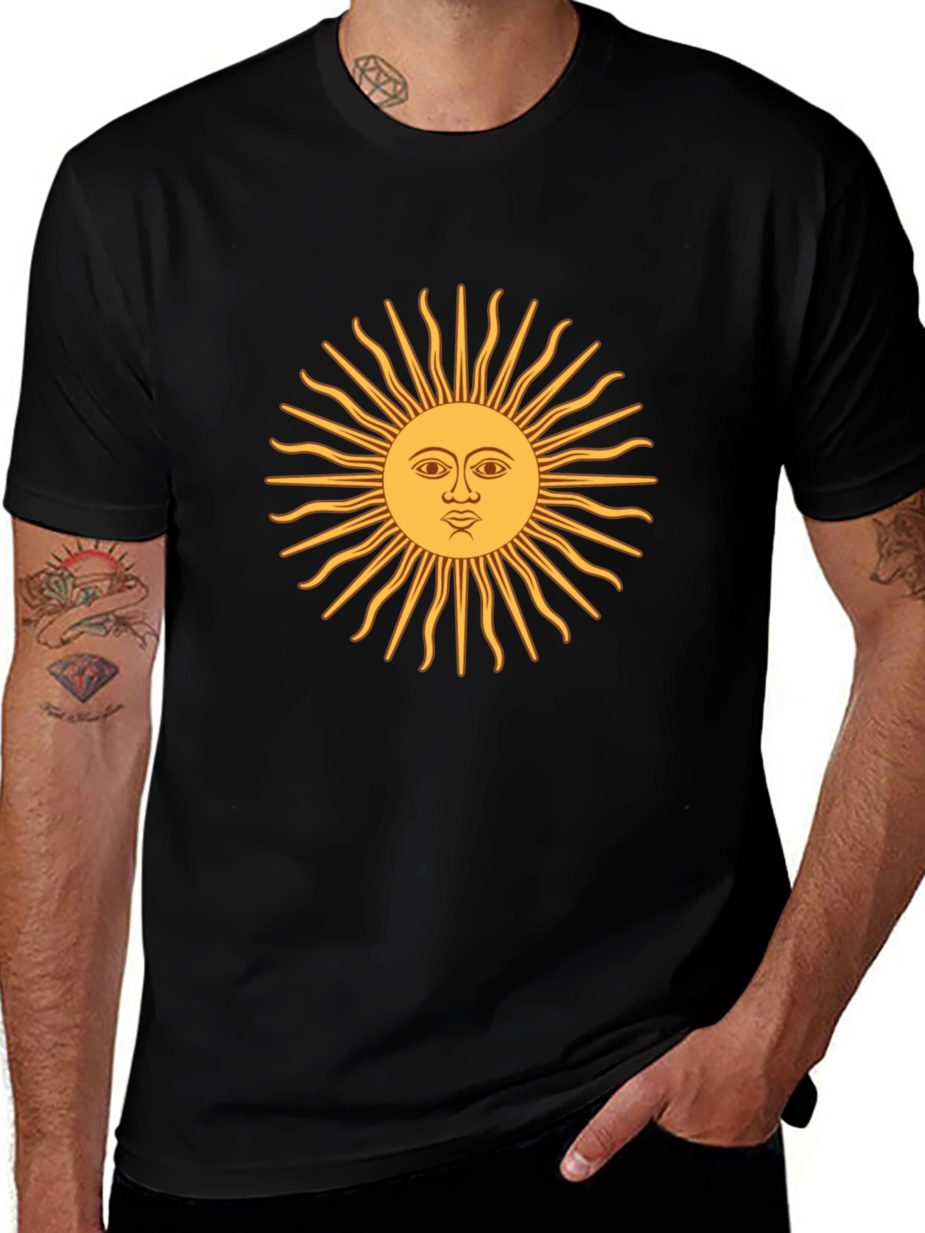 Argentina Sun T-Shirt - Black Cotton Tee