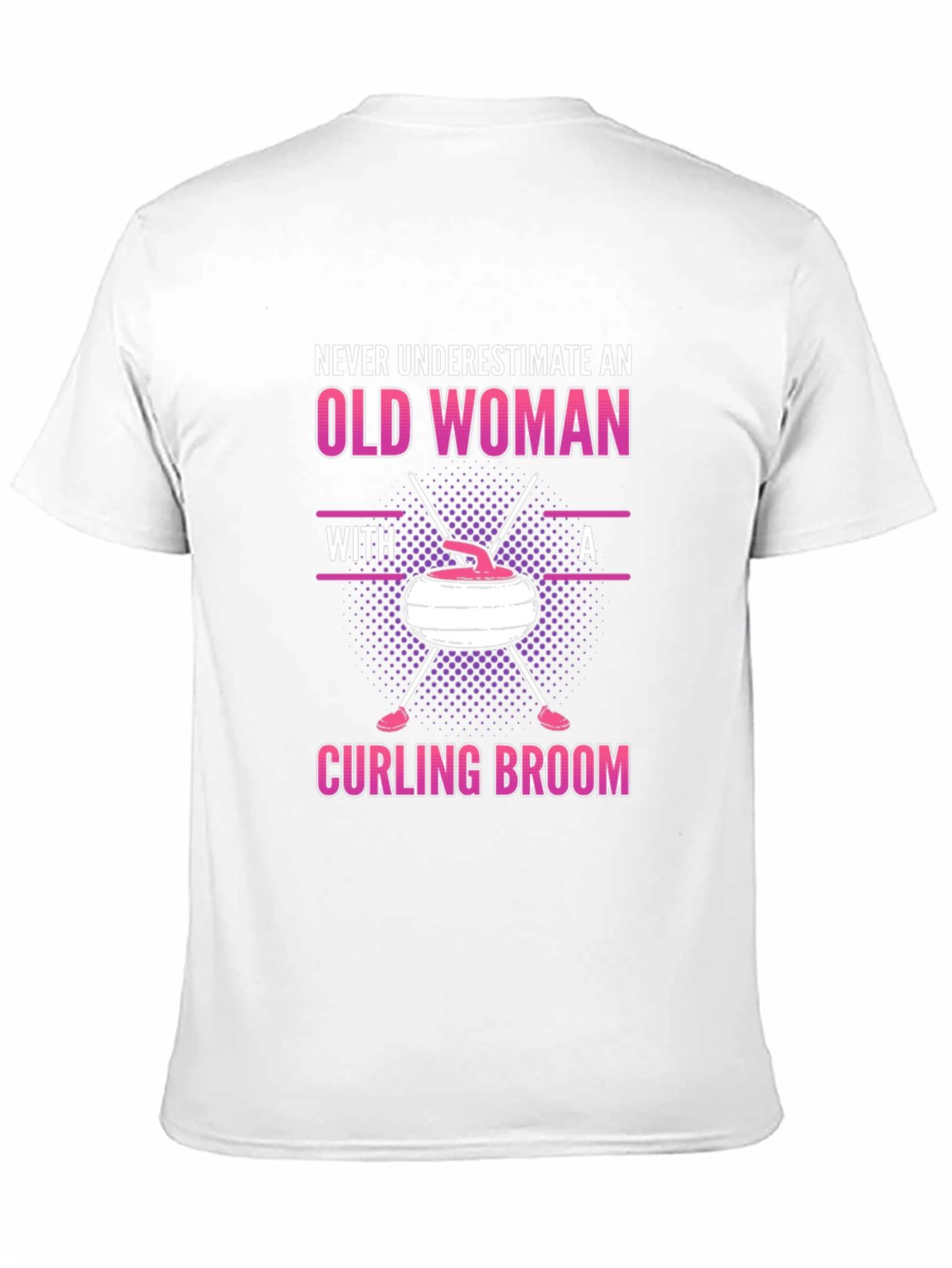 Old Woman Curling Broom Graphic T-Shirt