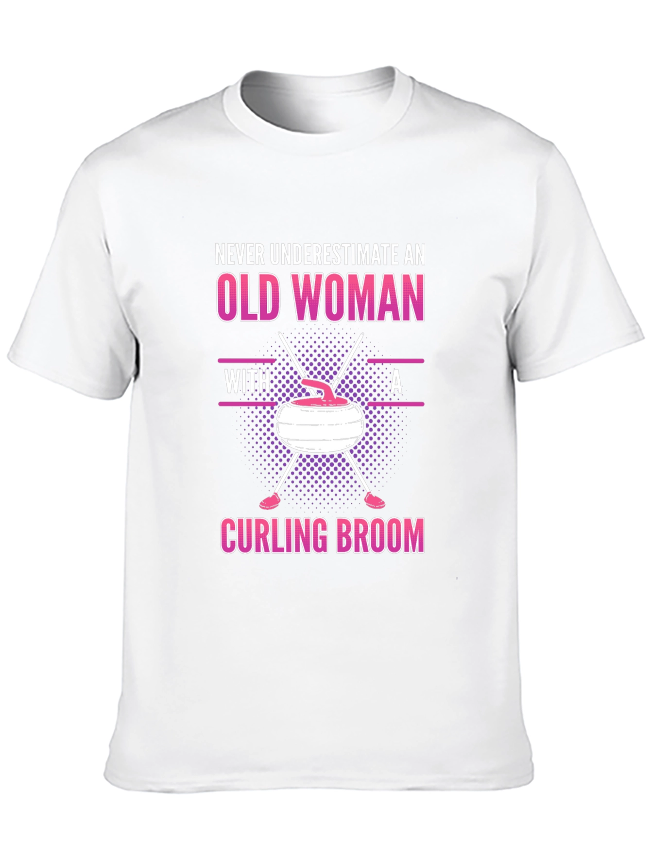 Old Woman Curling Broom Graphic T-Shirt