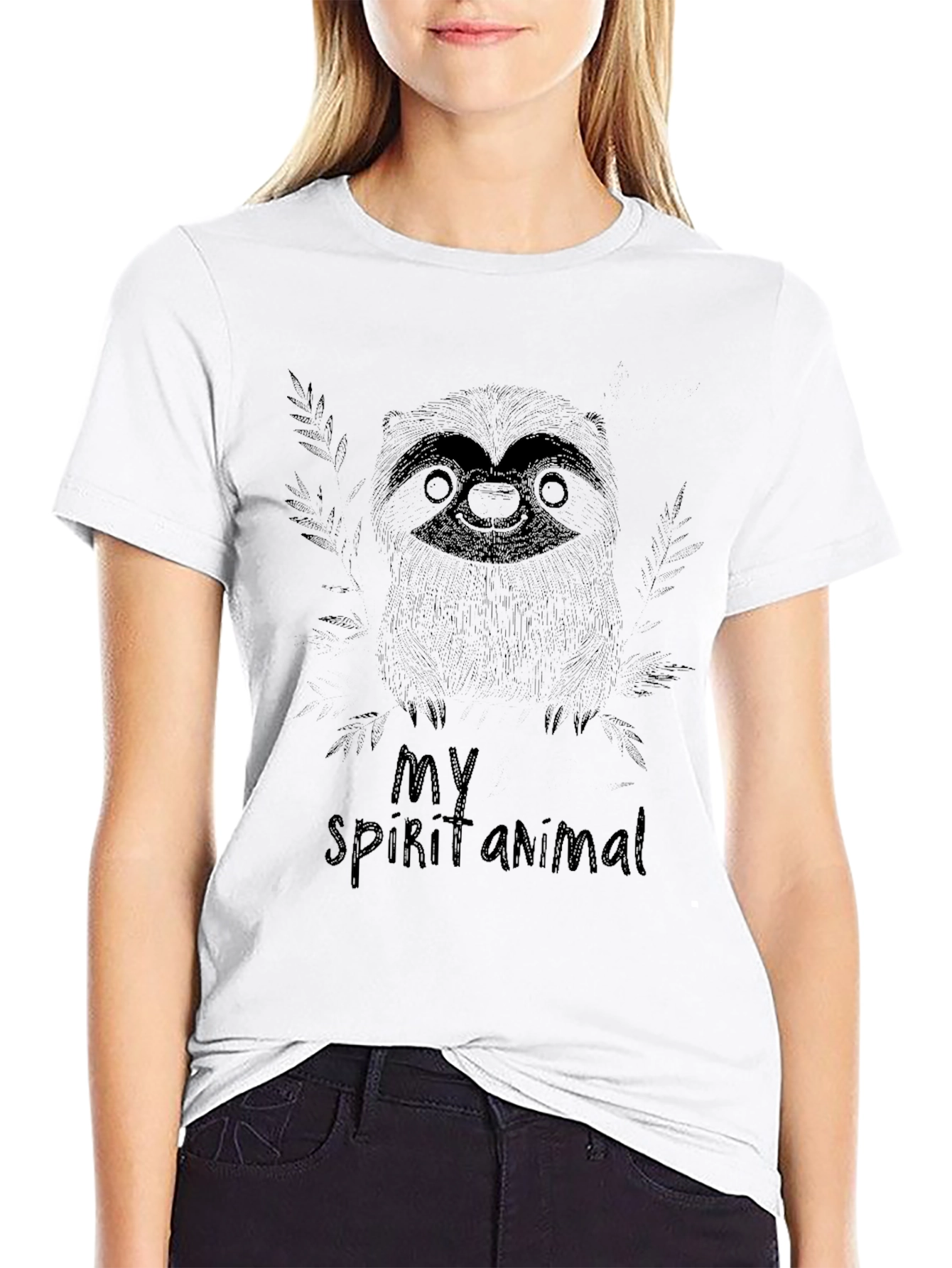 Sloth Spirit Animal Black T-Shirt