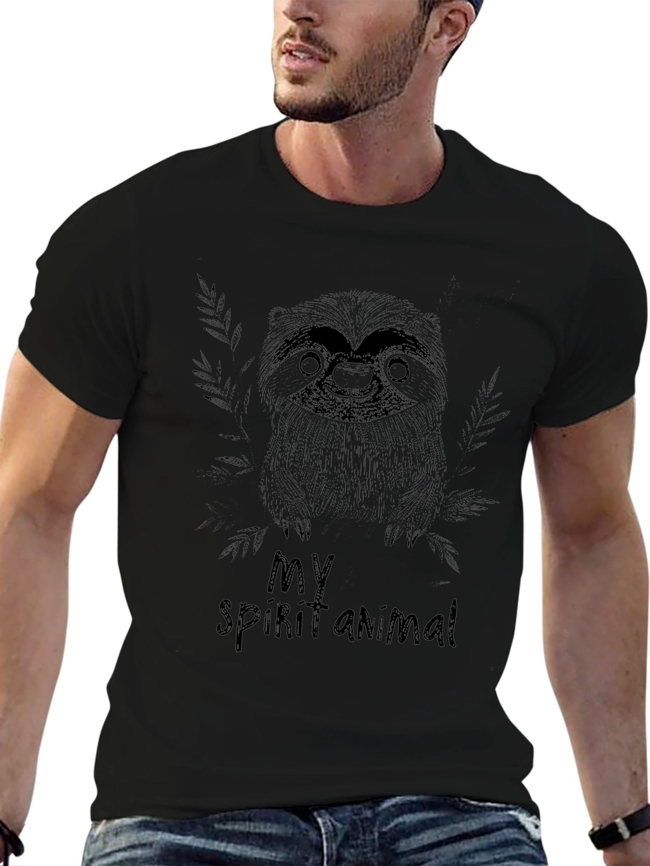 Sloth Spirit Animal Black T-Shirt