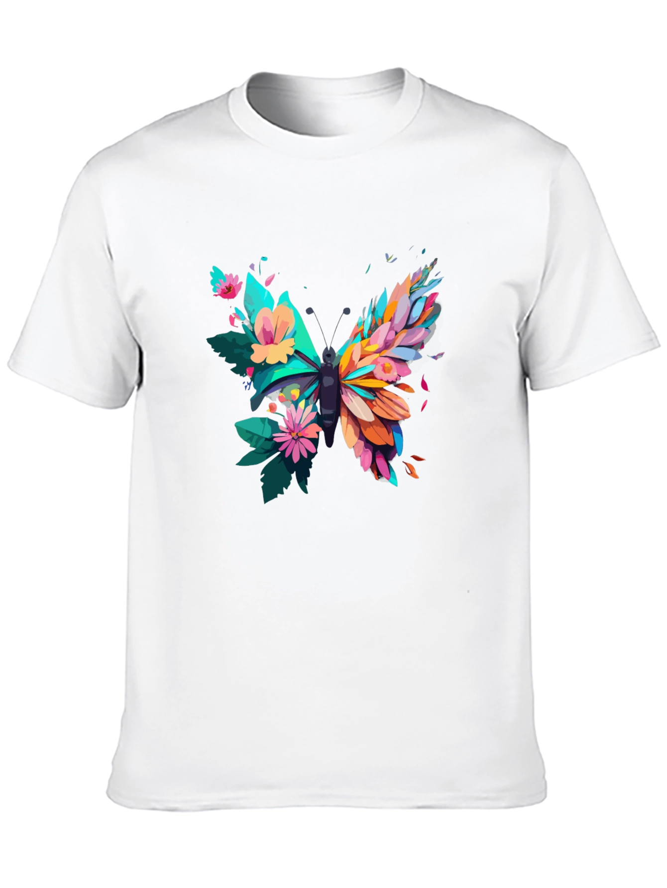 Butterfly Floral Graphic Tee - Mens Black T-Shirt