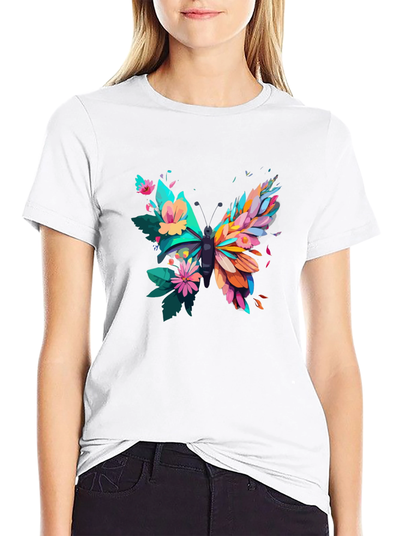 Butterfly Floral Graphic Tee - Mens Black T-Shirt