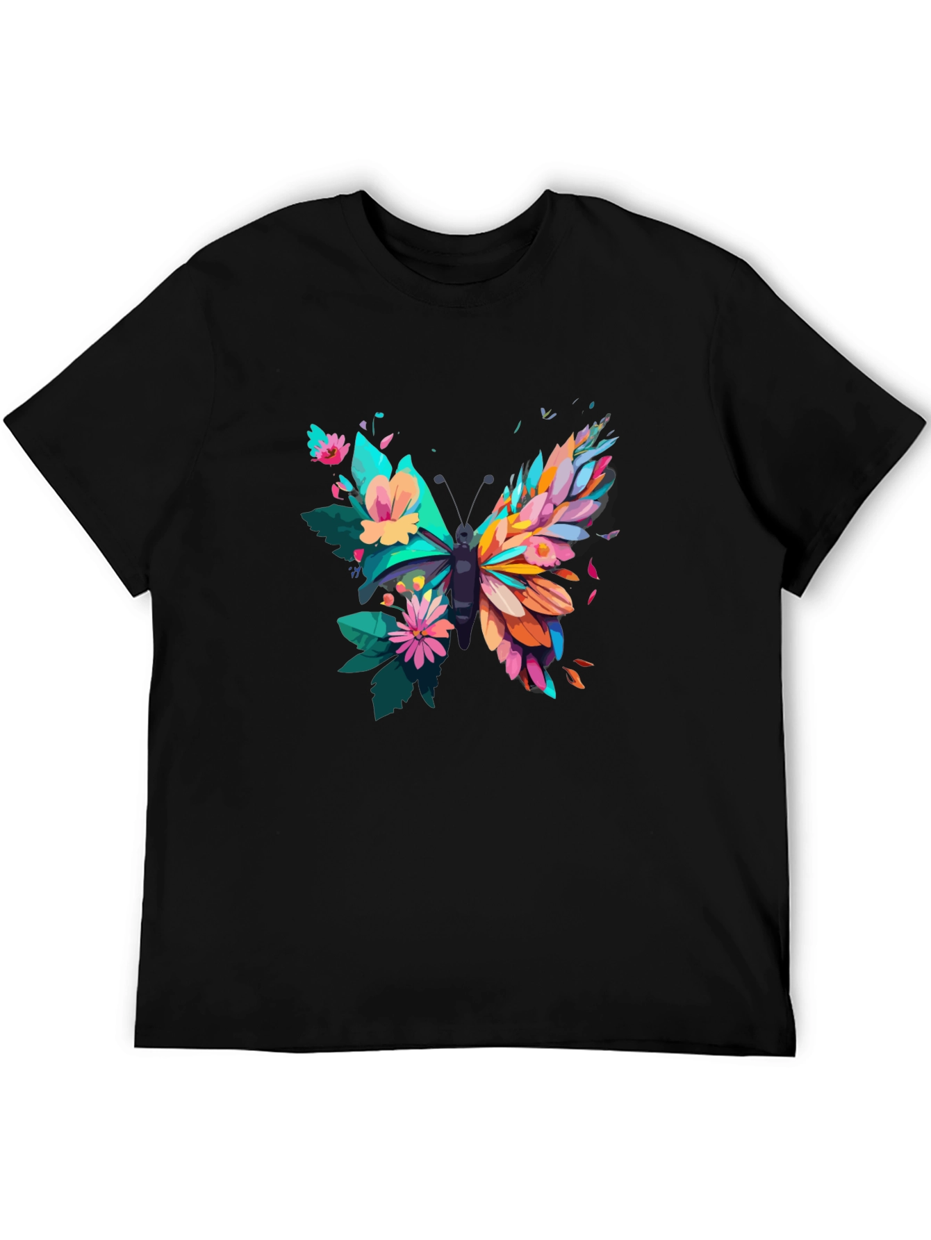 Butterfly Floral Graphic Tee - Mens Black T-Shirt